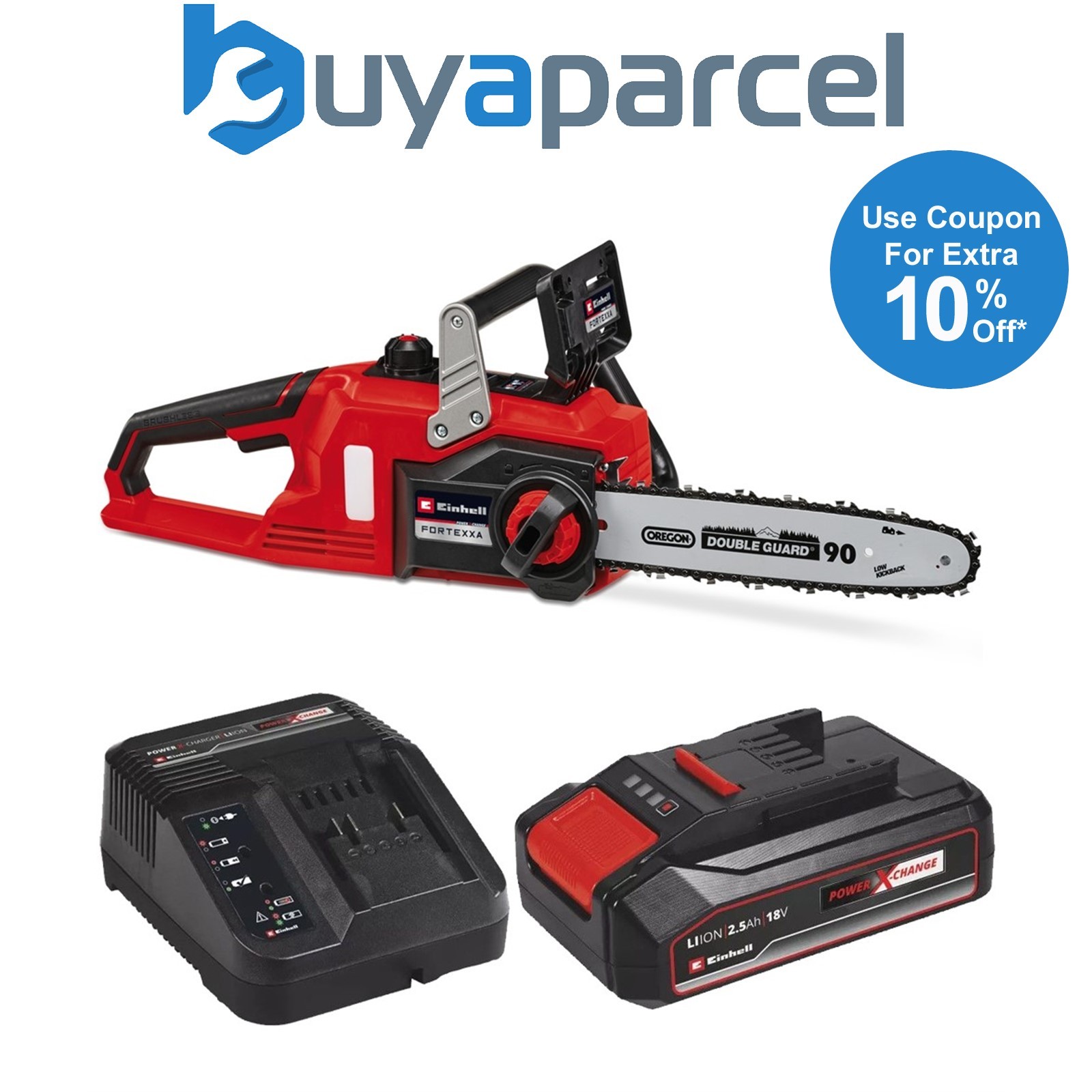Einhell 18v Cordless 30cm Chainsaw Brushless Power X-Change + 1 x 2.5Ah Battery