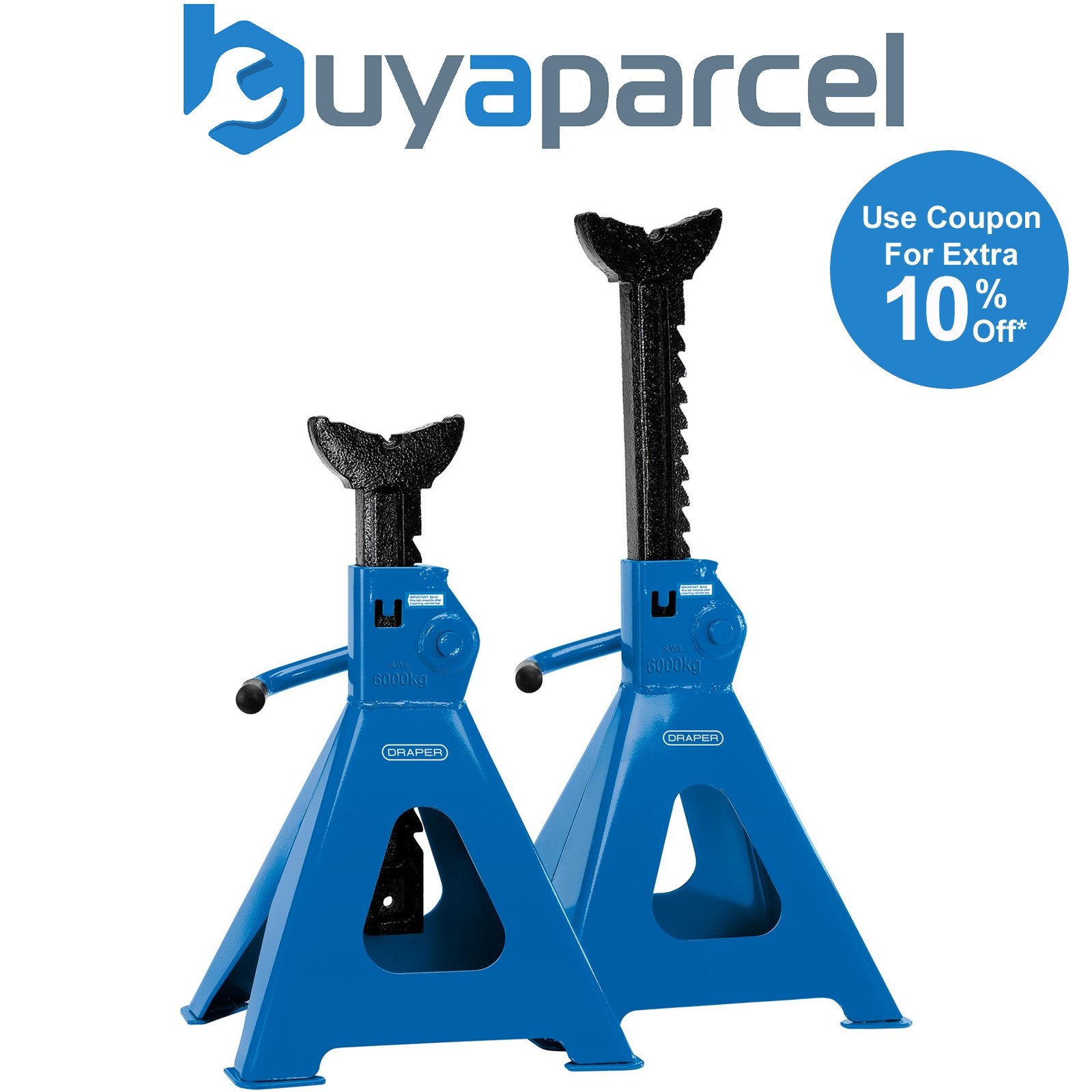 Draper 30883 Ratcheting Axle Stands, 6 Tonne (Pair)