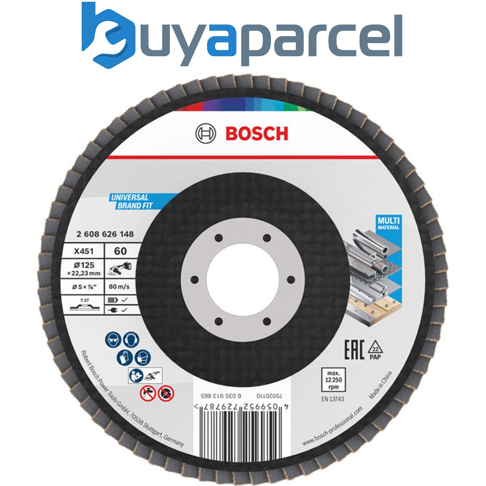 Bosch Flaps discs X451 Flap Disc 125 x 22.23 mm G60 T27 15 pcs 2608626180