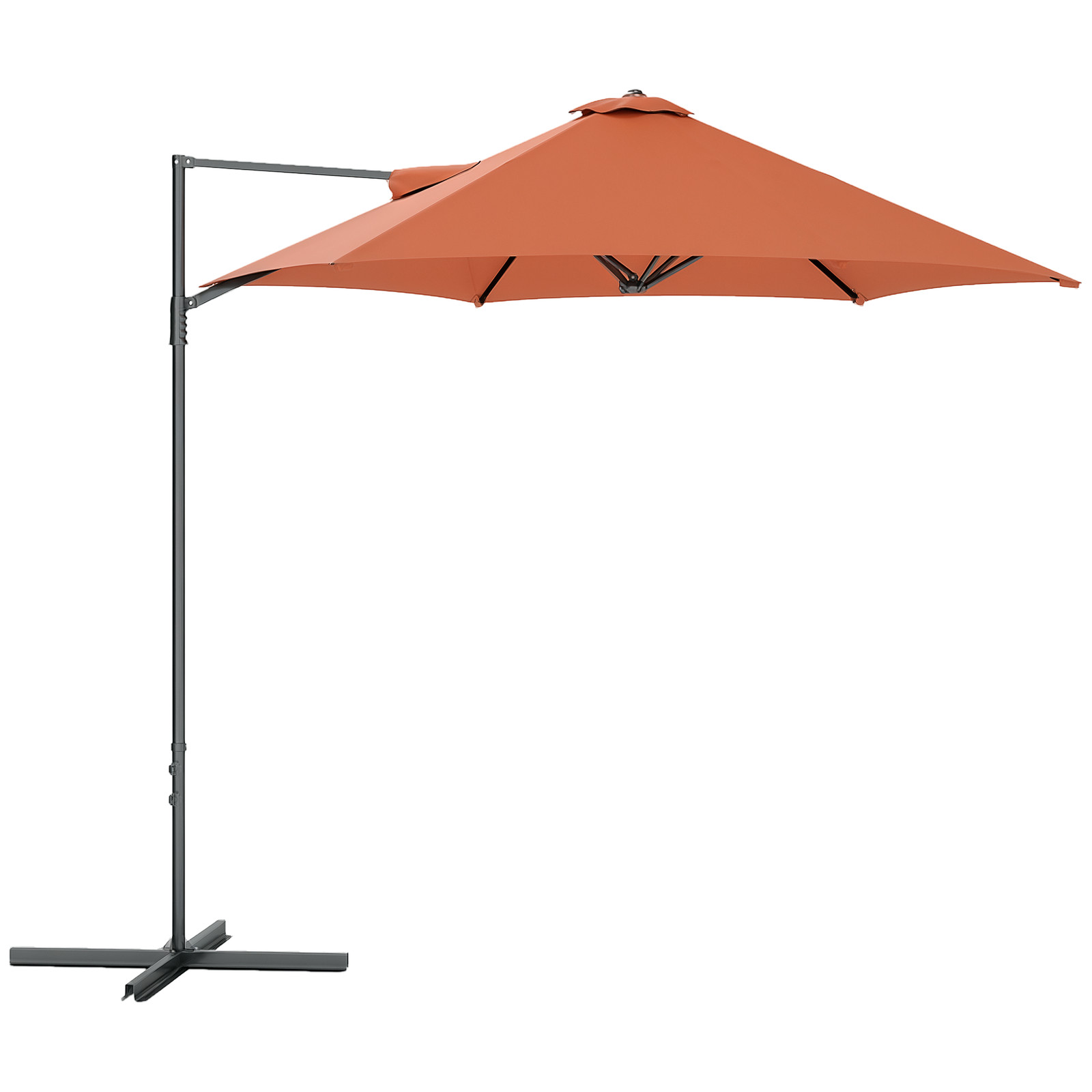 Outsunny 2.5M Offset Roma Patio Umbrella W/ 360-Degree Rotation, Orange