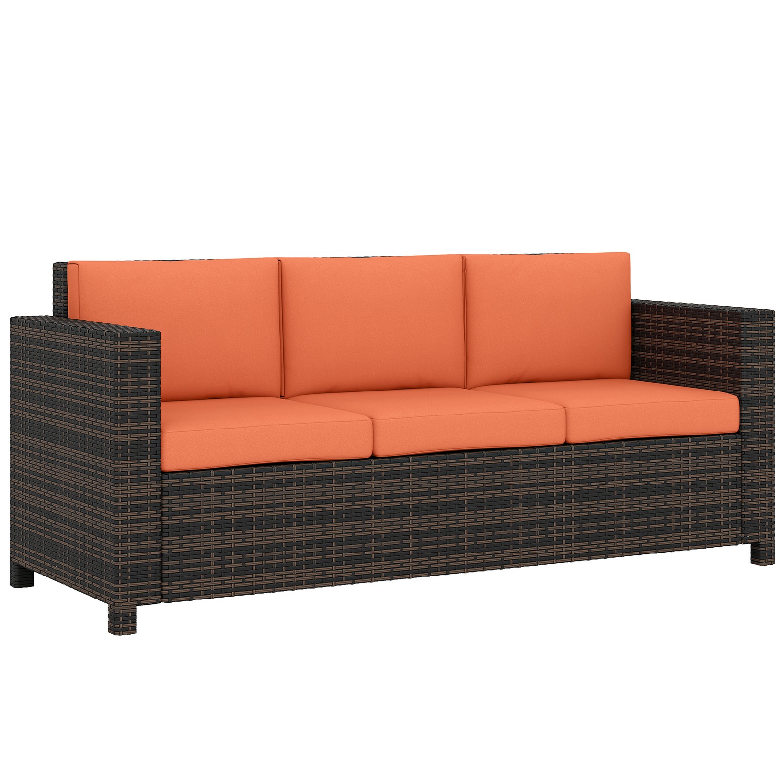 Outsunny Rattan Wicker 3-seater Sofa Chair Patio Furniture, Orange