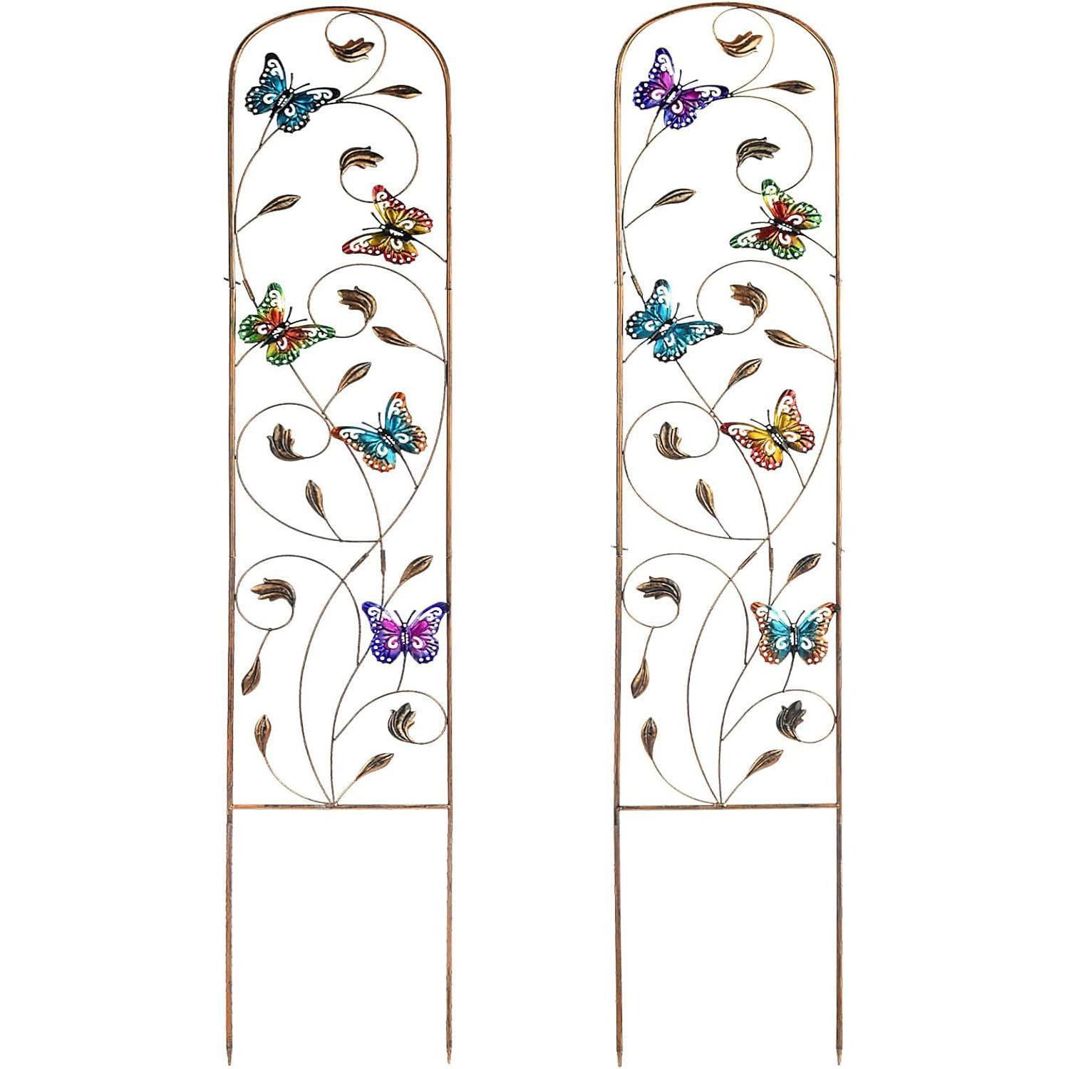 2 Pack Butterfly 60" Garden Metal Obelisk Climbing Plant Support Frame Trellis