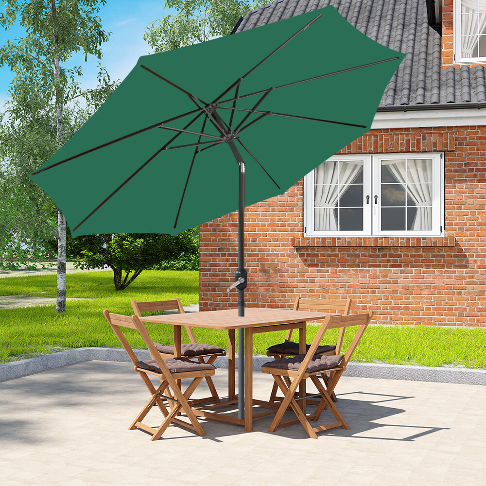 3M Outdoor Garden Parasol Patio Round Sun Shade Umbrella Crank Canopy Green