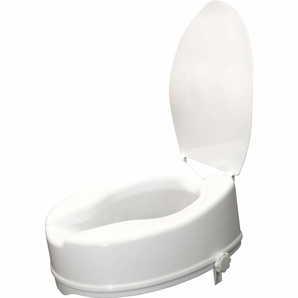 Ergonomic Raised Plastic Toilet Seat with Lid - 6 Inch Height - Easy Install