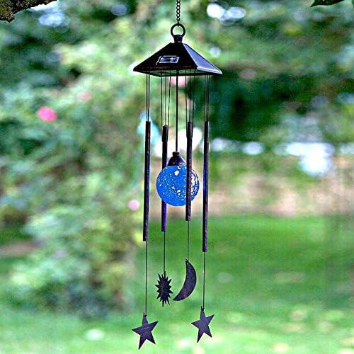 Garden Mile Star and Moon Solar Wind Chimes For Garden Windchimes Lights Solar