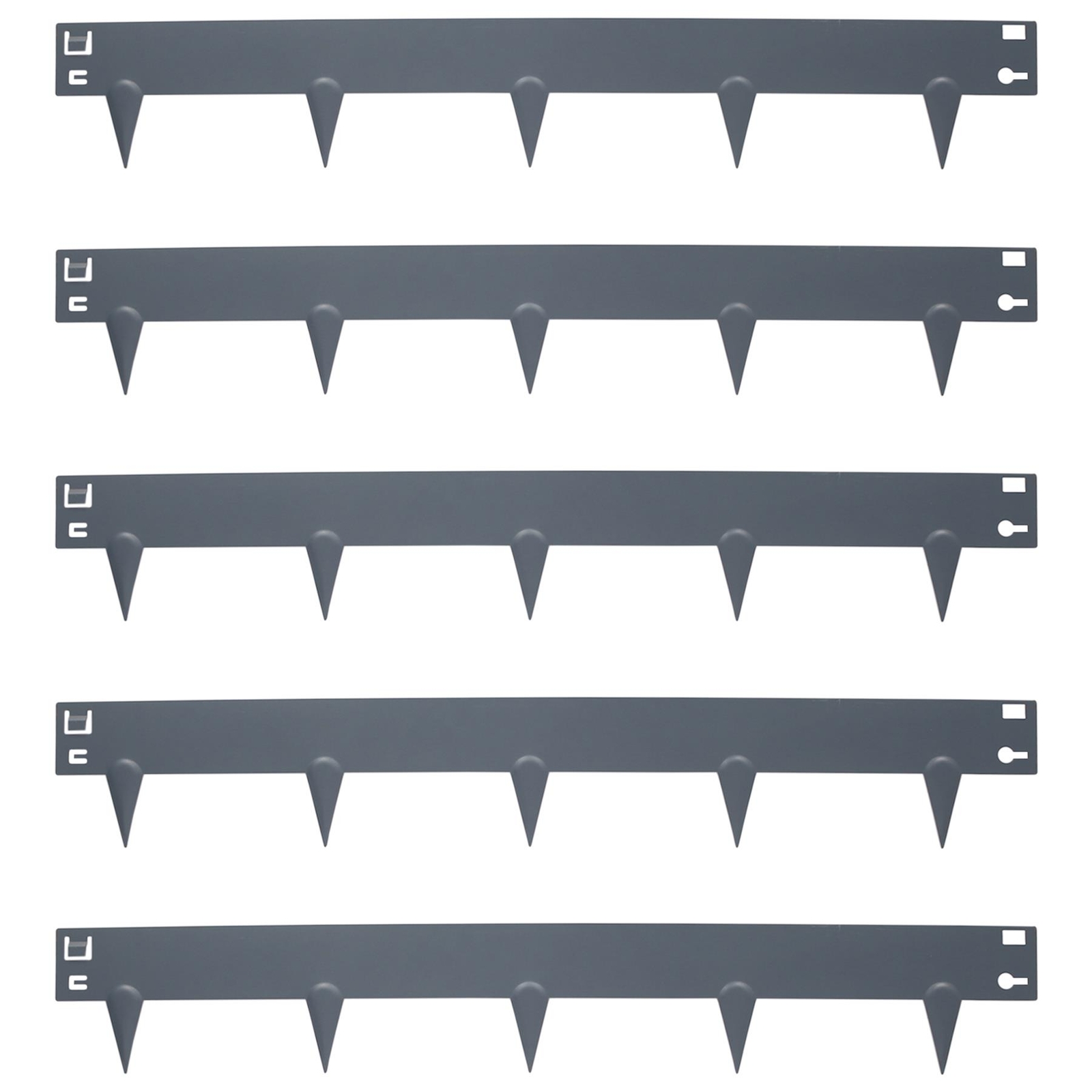 5pc Anthracite Steel Lawn Edging Set 5m x 8cm Flexible Garden Grass Path Border