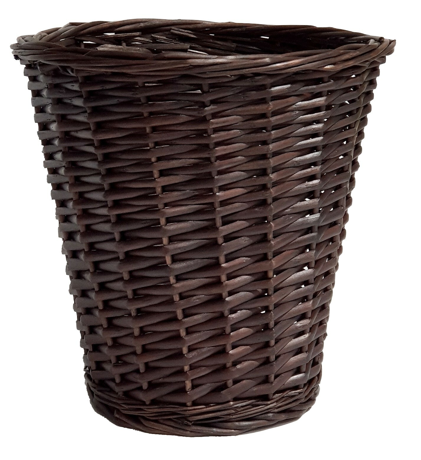 DARK BROWN WICKER WILLOW BASKET BIN STORAGE WASTE PAPER RUBBISH BEDROOM OFFICE