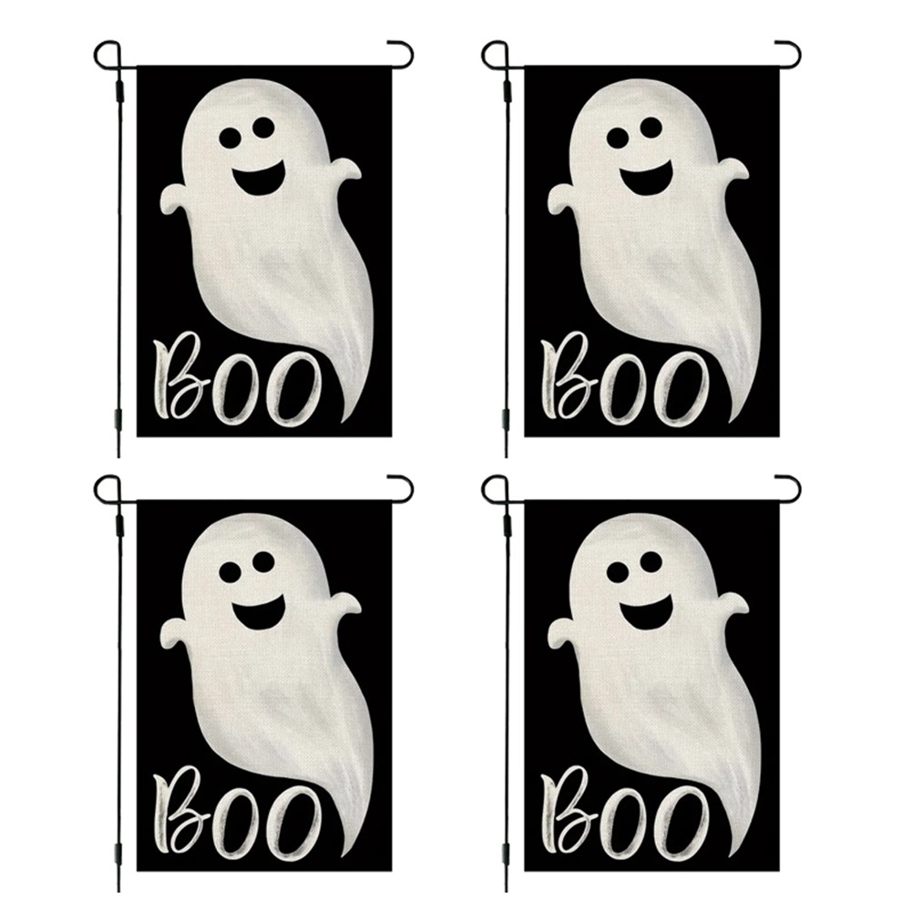 3X(Halloween Themed Linen -Sided Printed Garden Flag Holiday Decor Garden1708