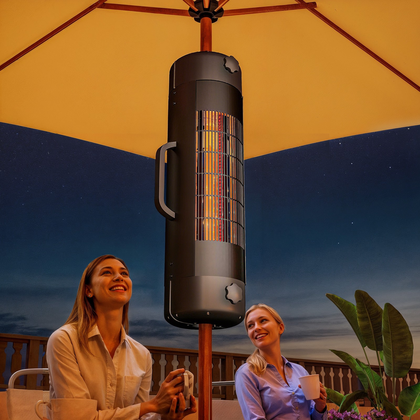 Electric Parasol Mounted Patio Heater for 25-70 mm Poles, 2000 W Outdoor Heater