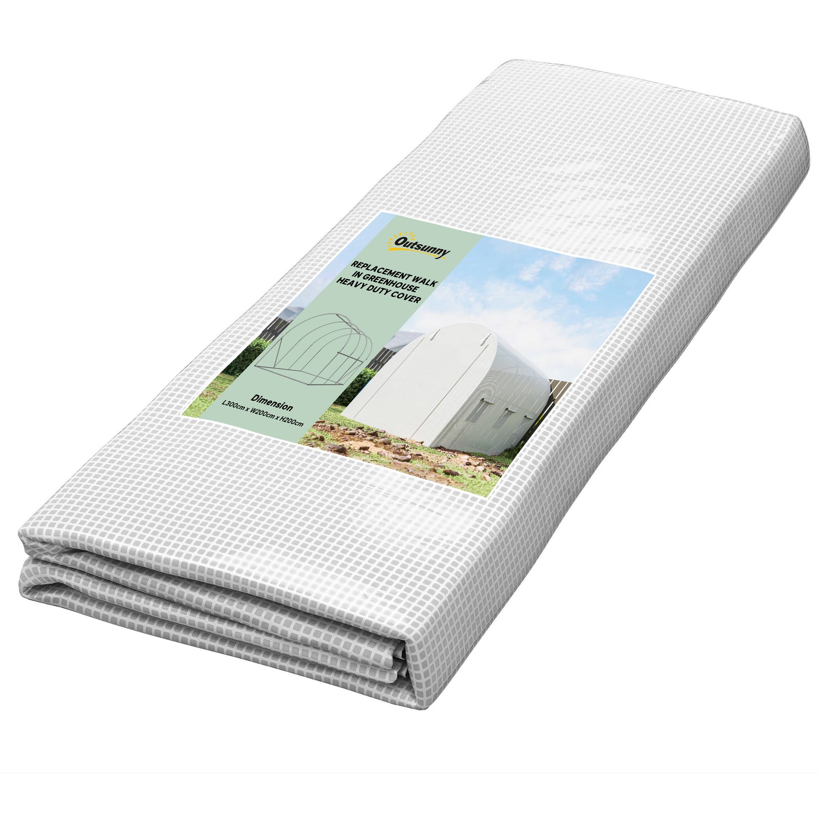 Outsunny 3 x 2 x 2m Replacement Greenhouse Cover w/ Windows, White