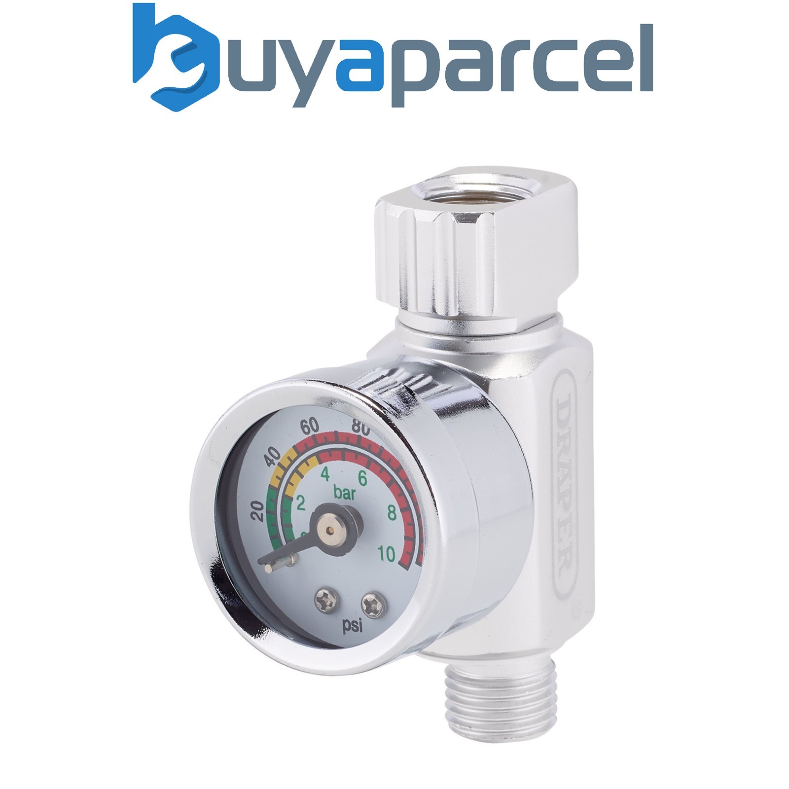 Draper 28377 1/4" BSP On-Gun Air Regulator and Gauge, 140psi