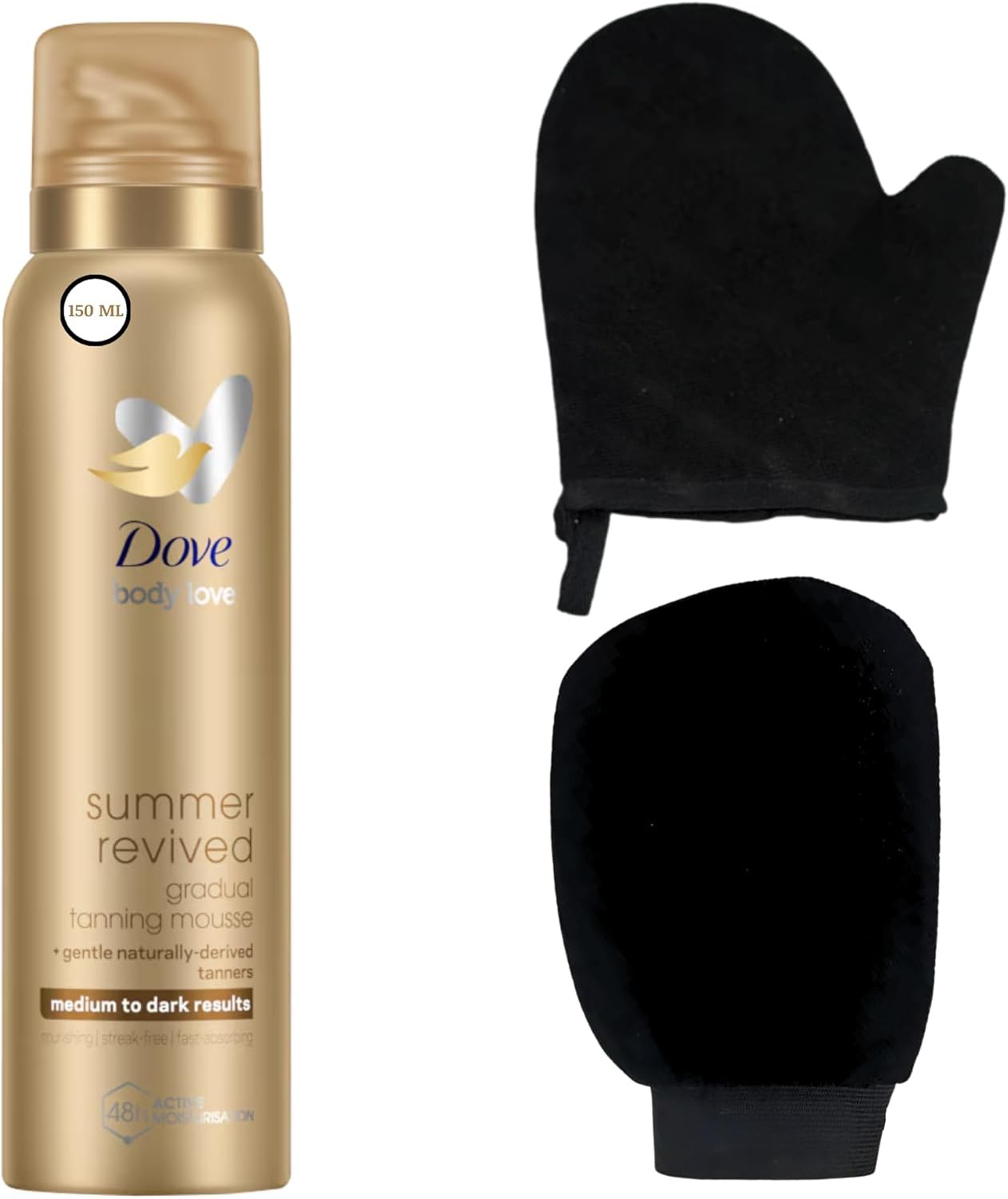 Dove Gradual Tan Medium to Dark Tanning Mousse 150ml Bundled with Lavarion Exfo