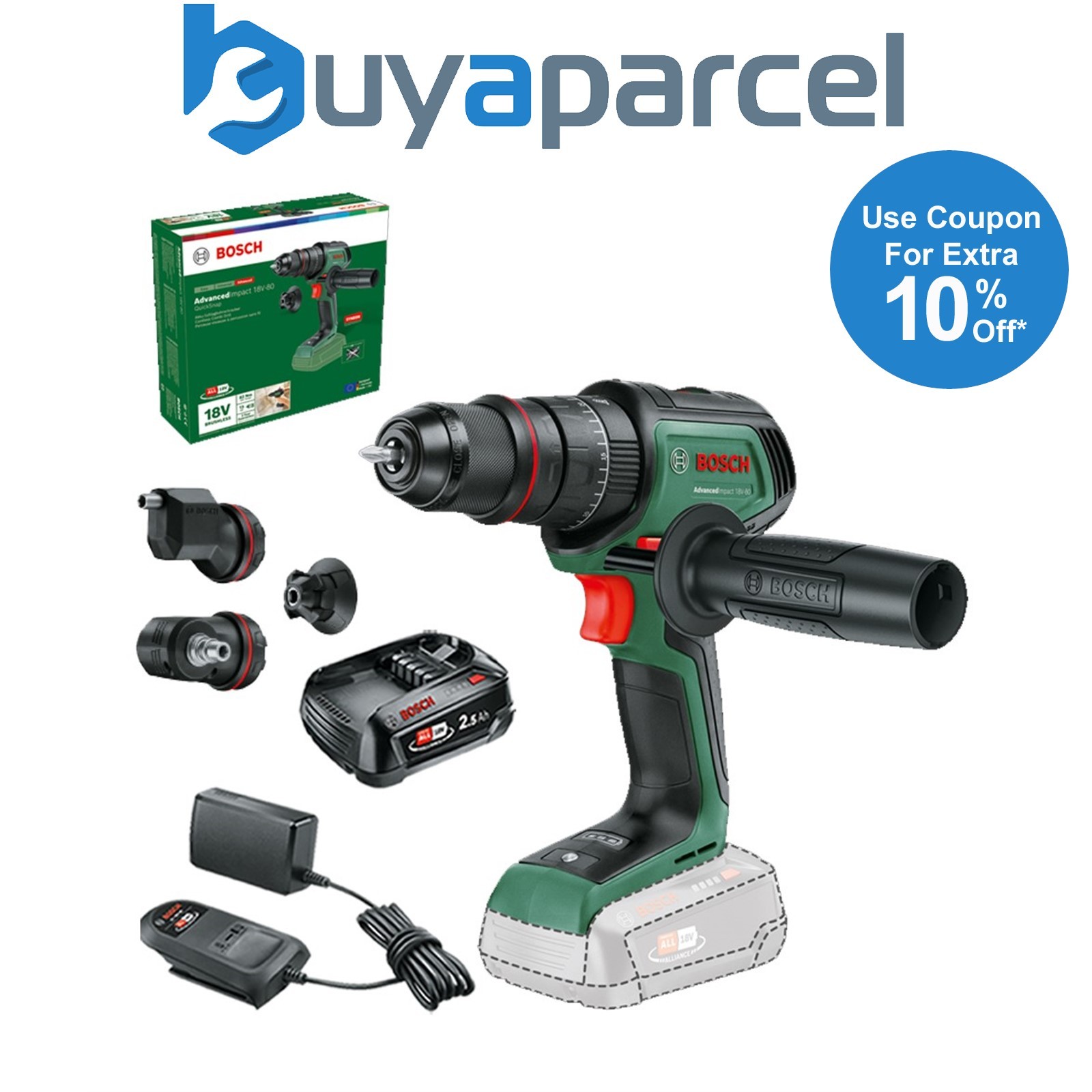 Bosch 06039E2103 18v Combi Drill AdvancedImpact 4 QuickSnap Chuck 2.5AH Battery