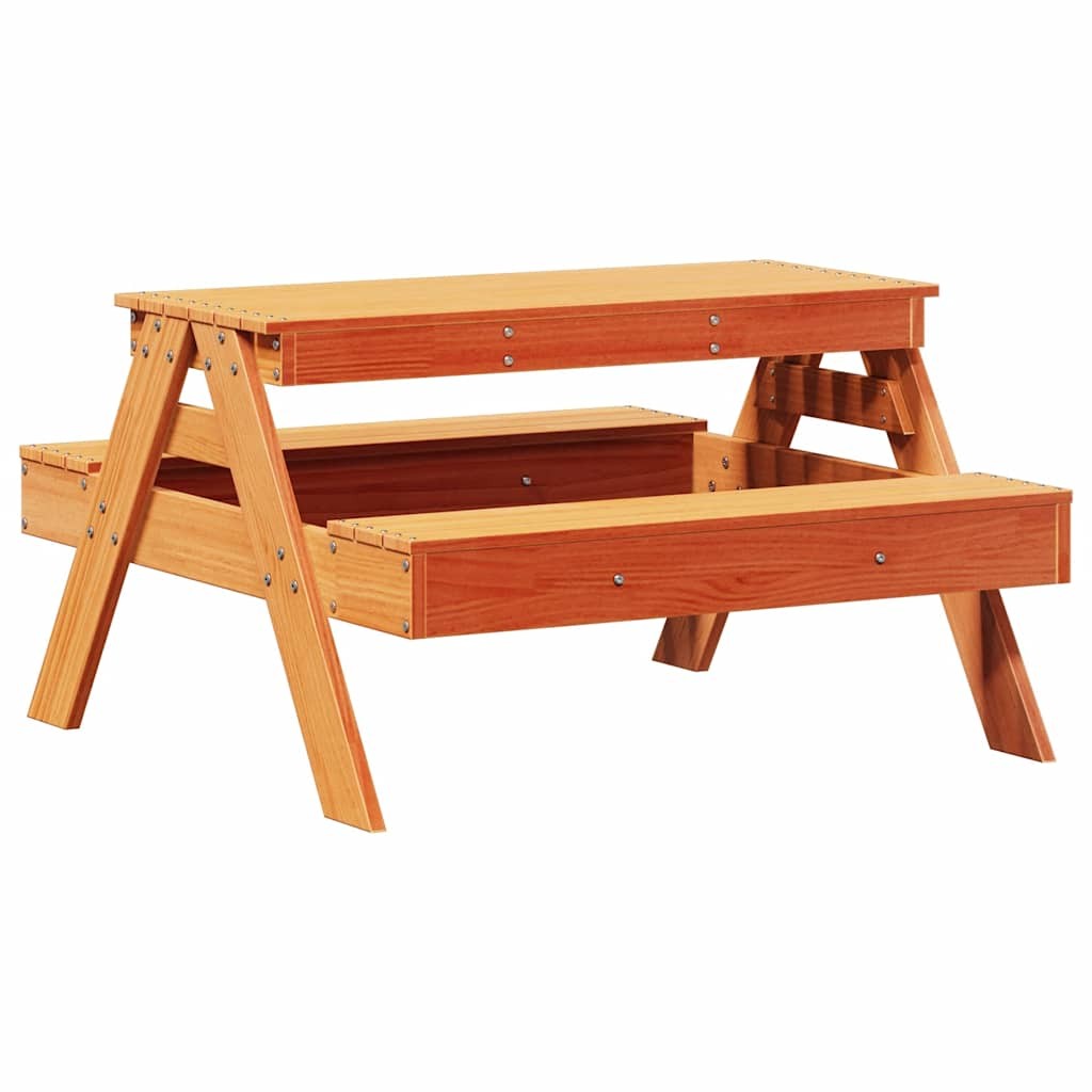 Picnic Table for Kids Sand Box Play Wax Brown Solid Wood Pine vidaXL