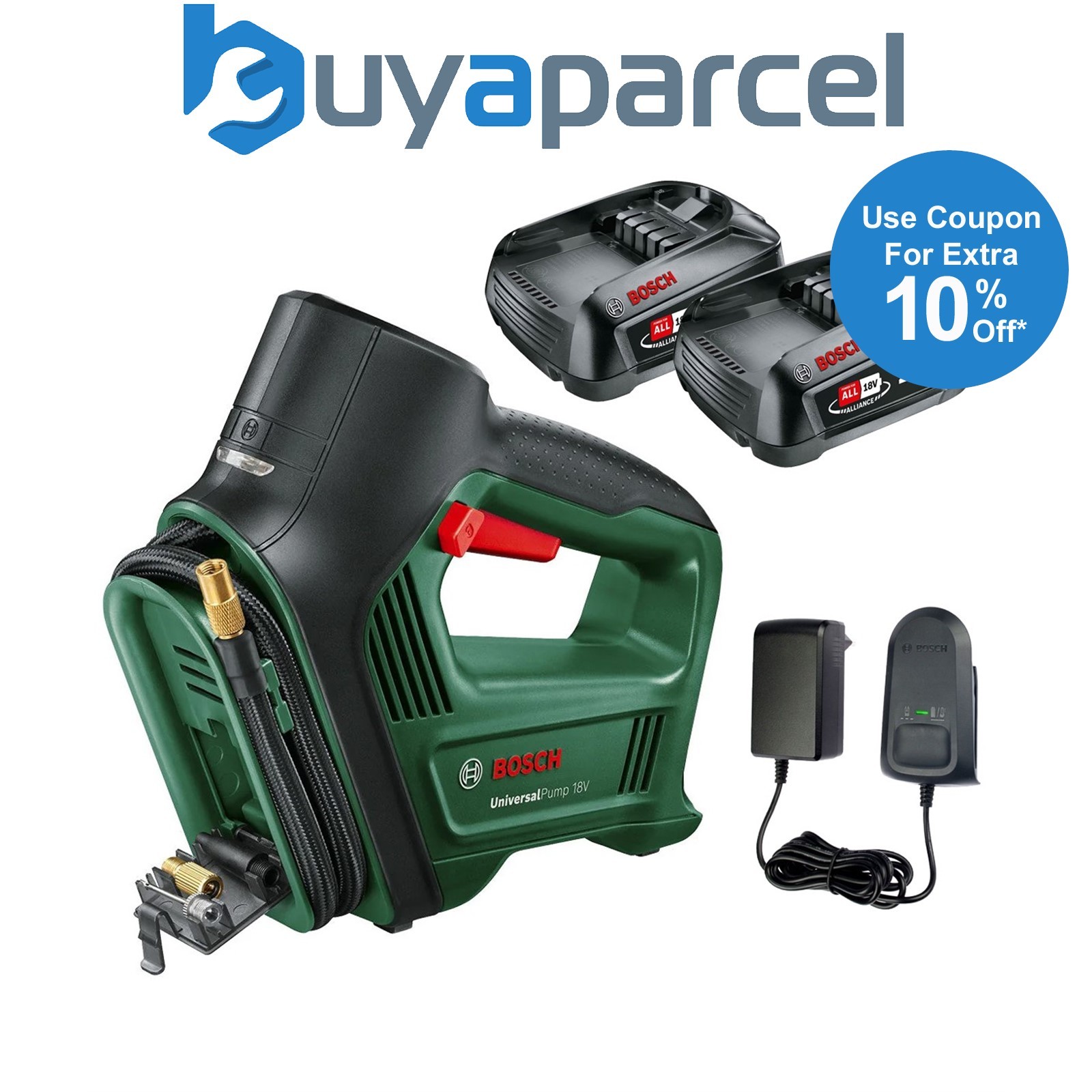 Bosch UniversalPump 18V Cordless Air Pump Compressed Air Car Bike 2 x 2.0Ah Batt