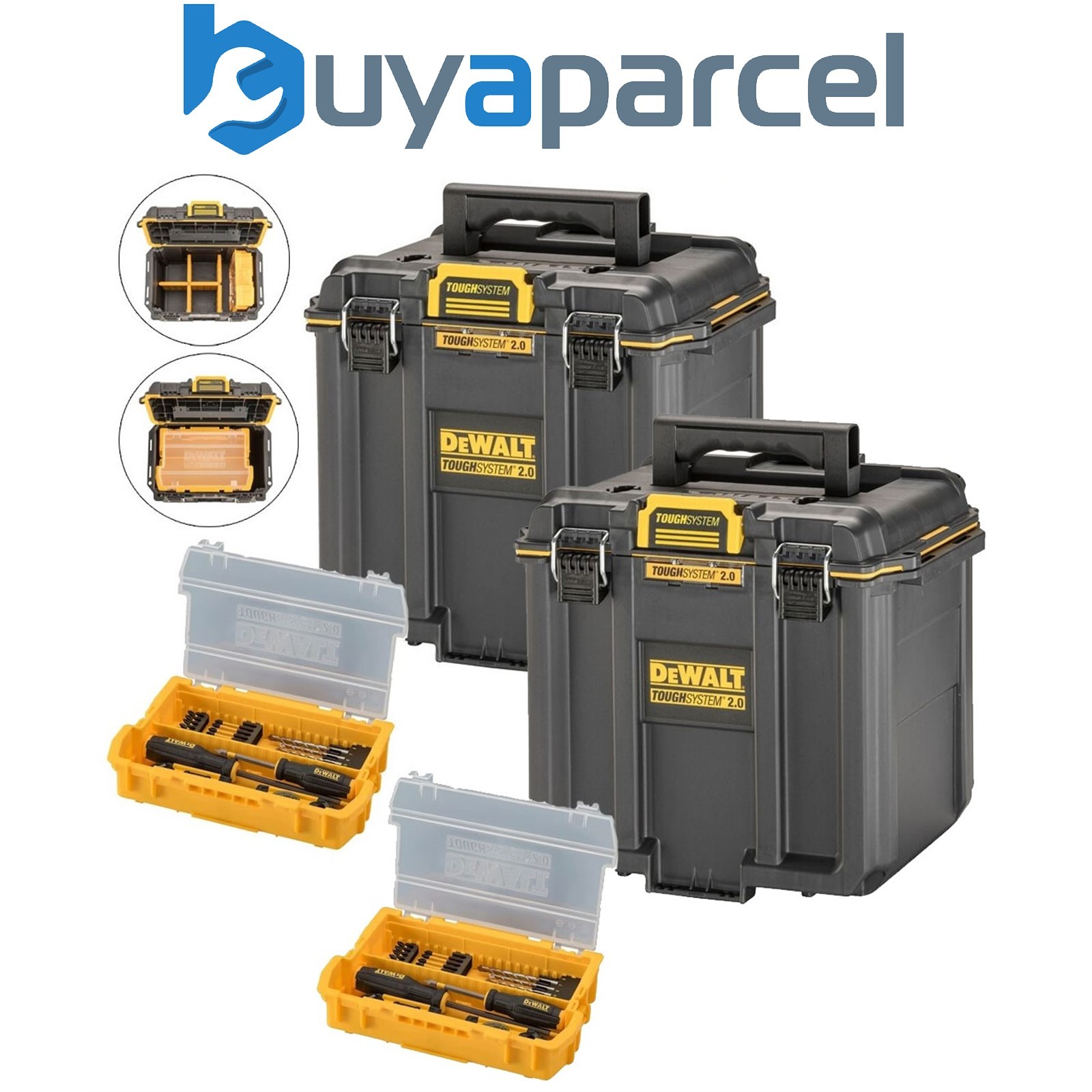 Dewalt Toughsystem 2.0 DWST08035-1 Half Width Deep Tool Box + Tough Case X 2