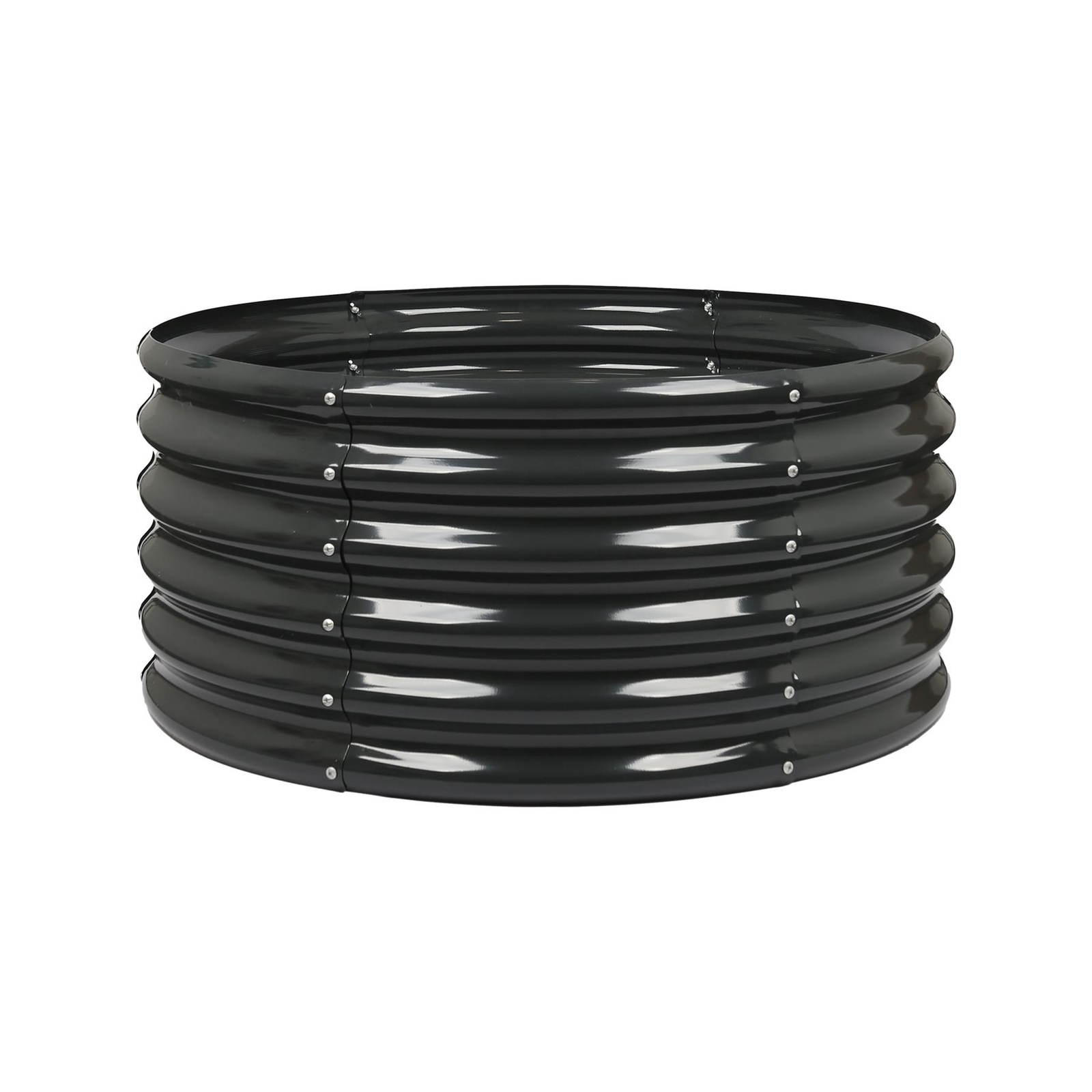 1x Round Raised Garden Bed 90cm x 45cm Anthracite Galvanised Steel Planter