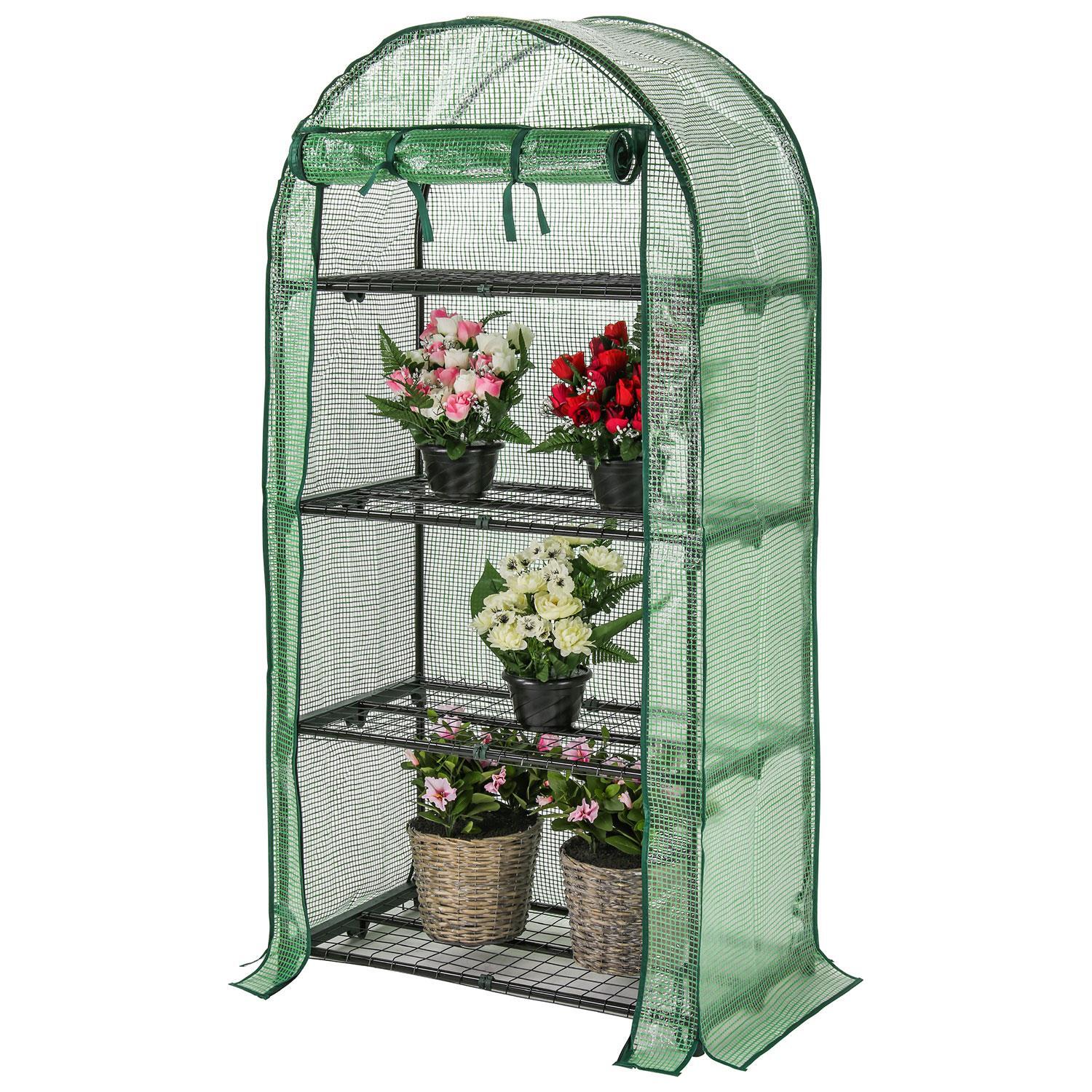 4 Tier Curved Greenhouse Outdoor Garden Plants Grow Green House with PE Cover
