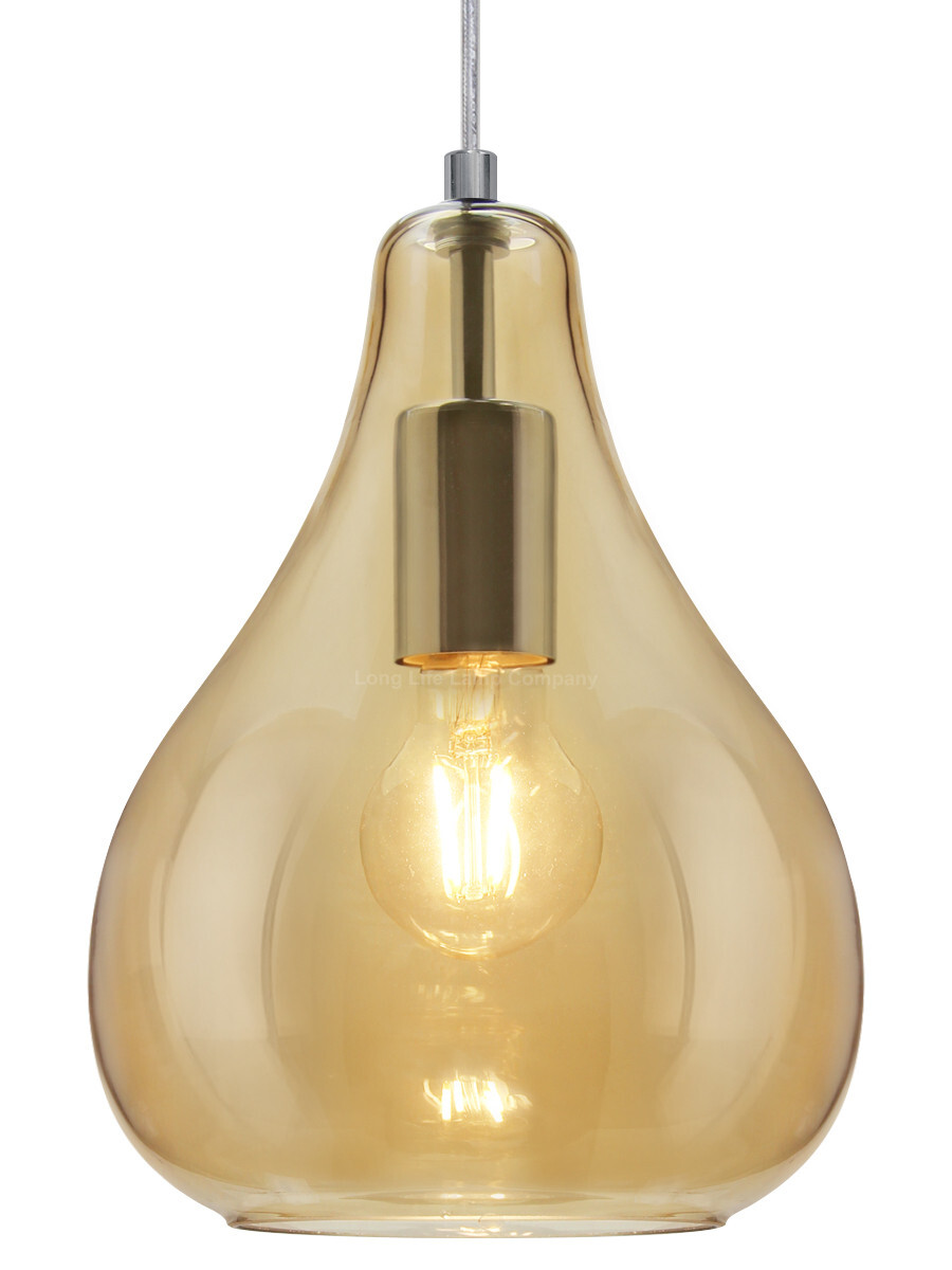 Modern Tear Drop Smoked Gold Glass Ceiling Pendant Lamp Shade H3067