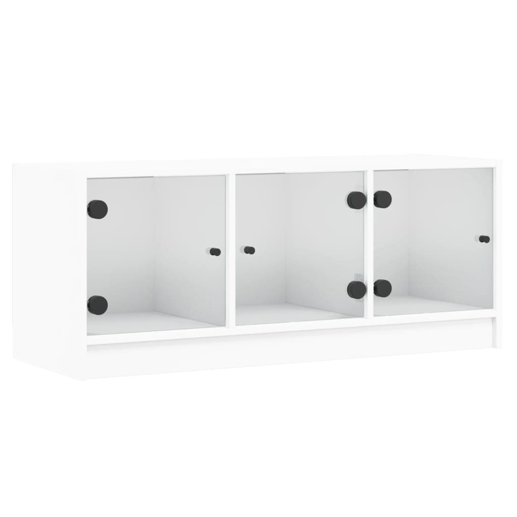 TV Cabinet with Glass Doors Stand Entertainment Centre Unit White vidaXL