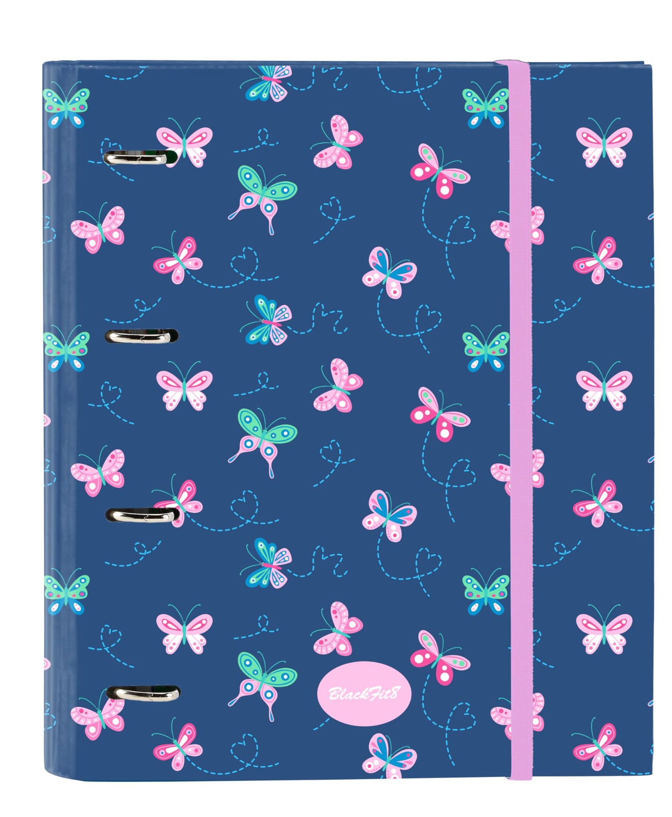 BLACKFIT8 Butterfly – Folder 4 Rings of 35 cm with 100 A4 Sheets, Ideal for Chil