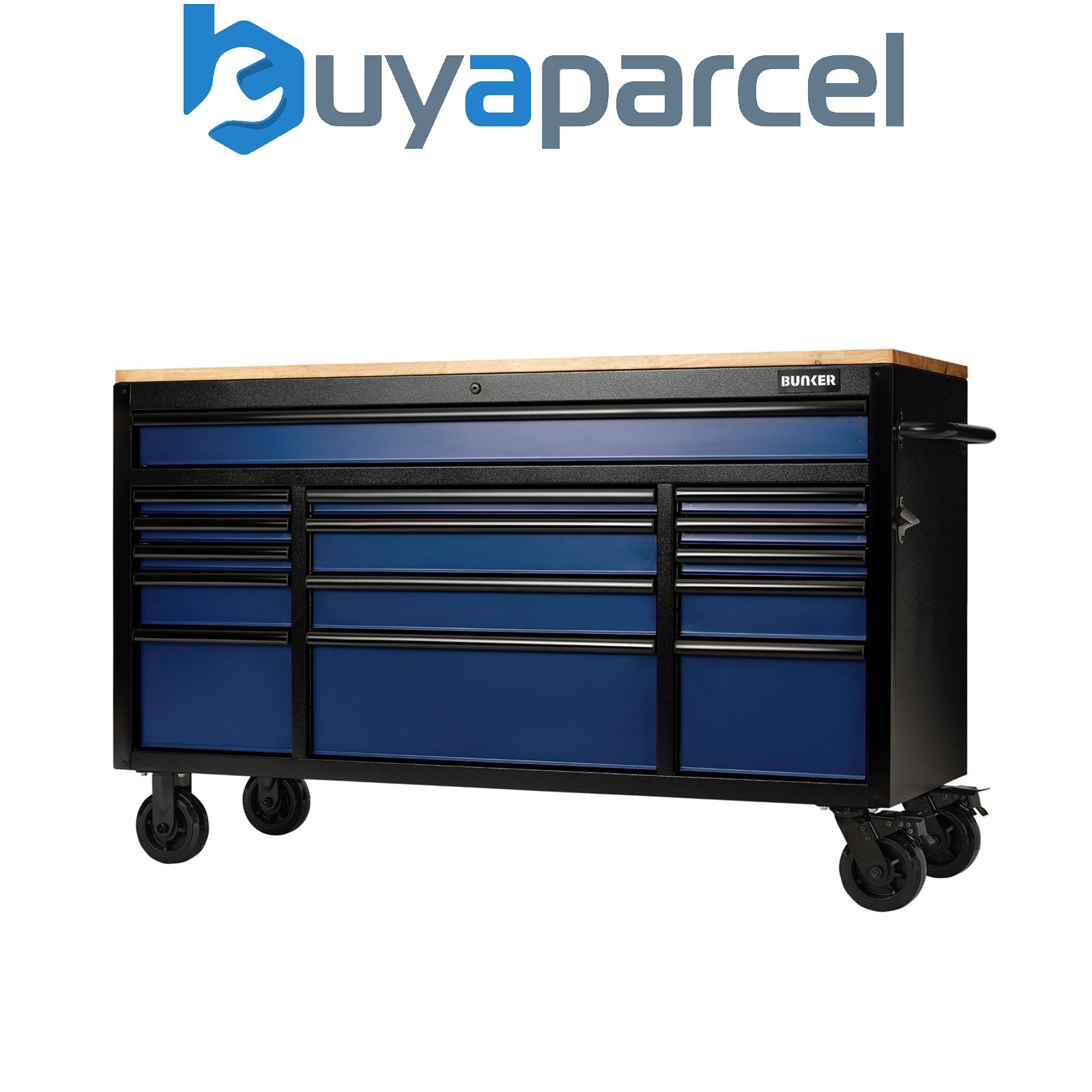 Draper 27336 BUNKER 15 Drawer Workbench Roller Tool Cabinet, 61", Blue