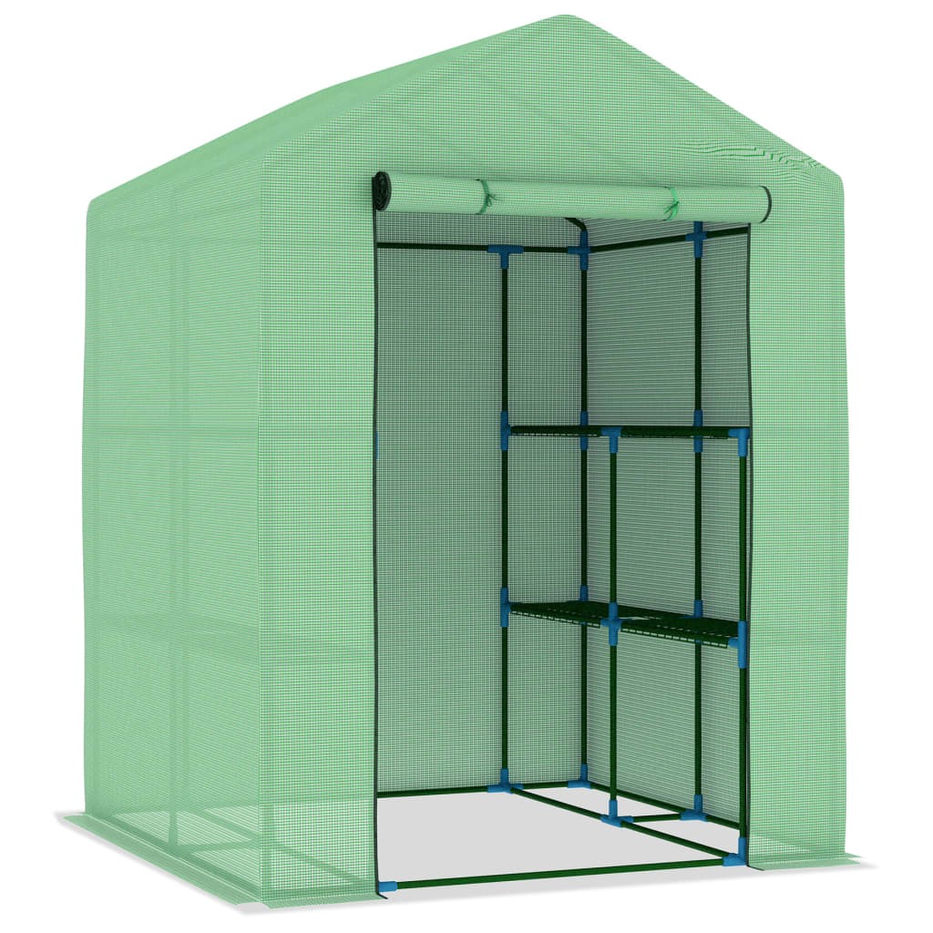 Greenhouse with Shelves Steel 143x143x195cm Tomato House Warmhouse vidaXL