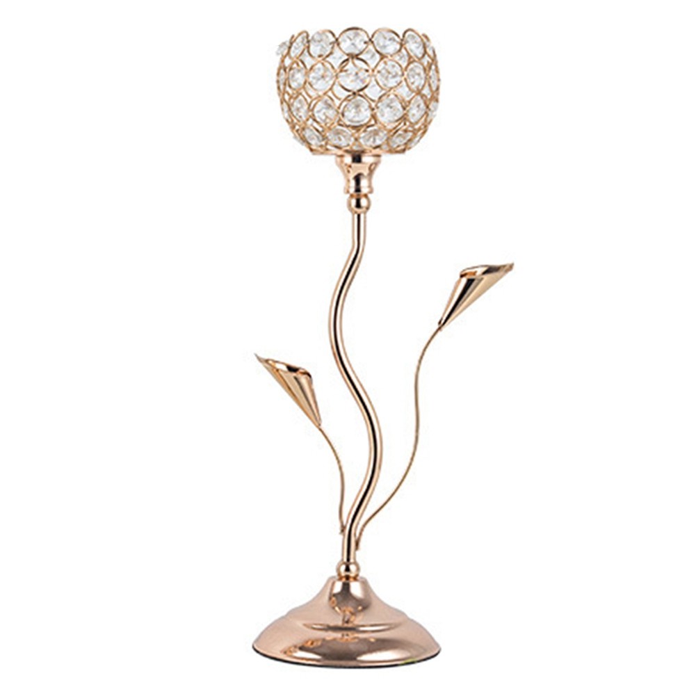 Gold Crystal Candle Holder, for Table Centerpiece, L Q2C45421
