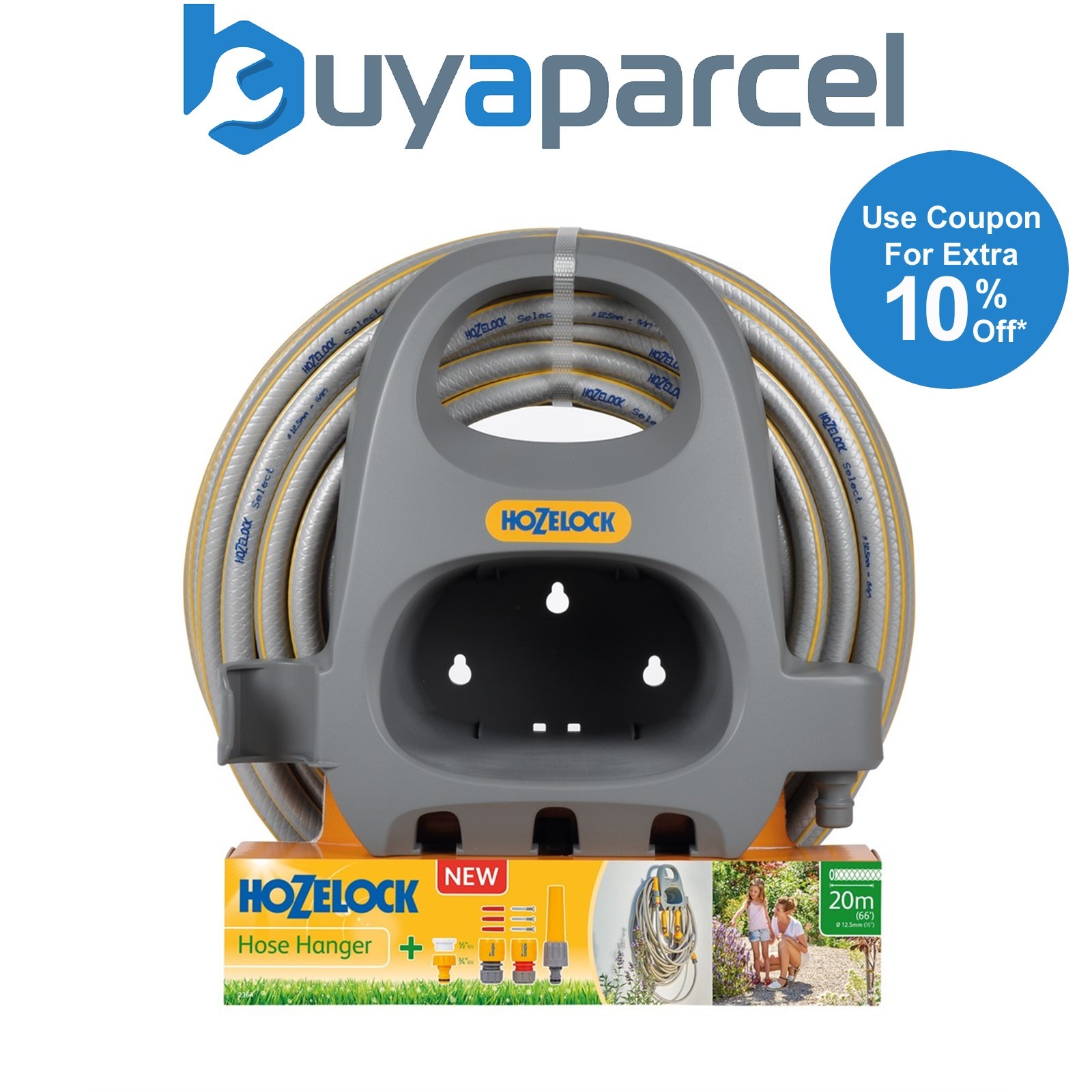 Hozelock 2364 Hose Pipe Hanger Starter Set With 20m Garden Hose & Accessories