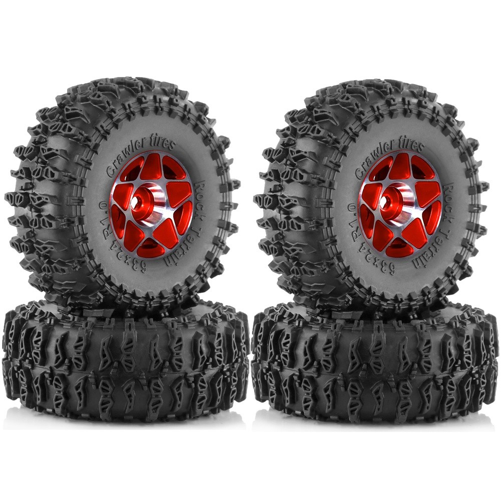 4pcs 63mm 1.0inch Beadlock Wheel Tire Set for 1/18 1/24 RC Crawler Car7896