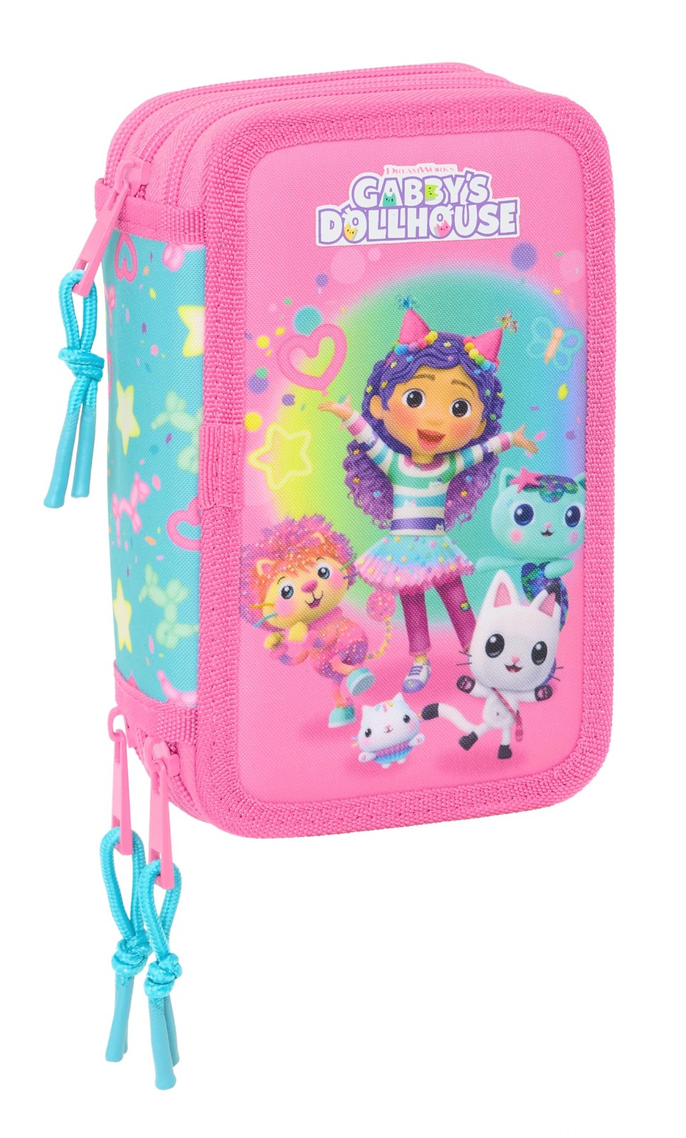 safta GABBY'S DOLLHOUSE CONFETTI School Pencil Case with 37 Tools Included, Chil