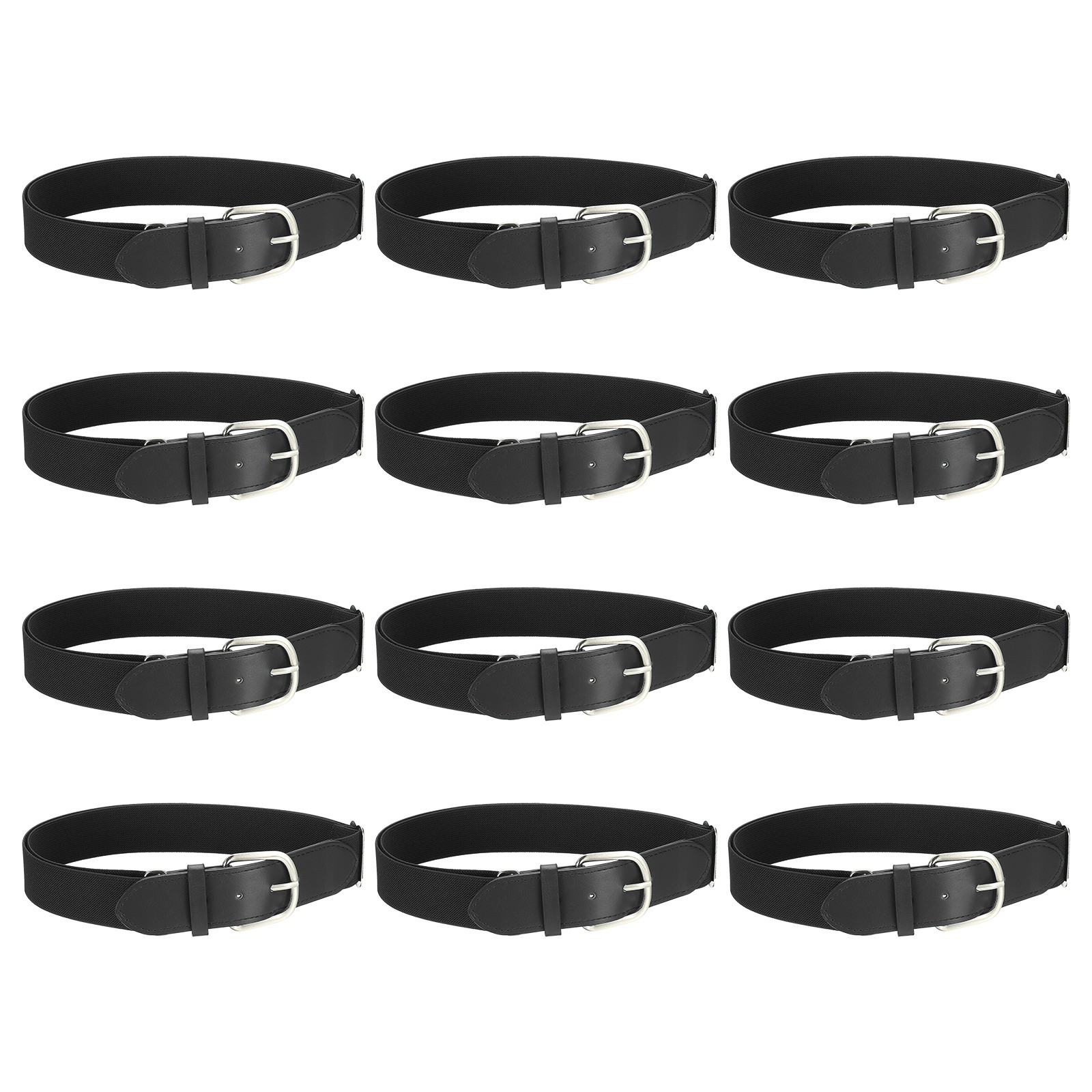 Baseball Belt Softball Belt Fit for Youth- (12 Pack, Black)