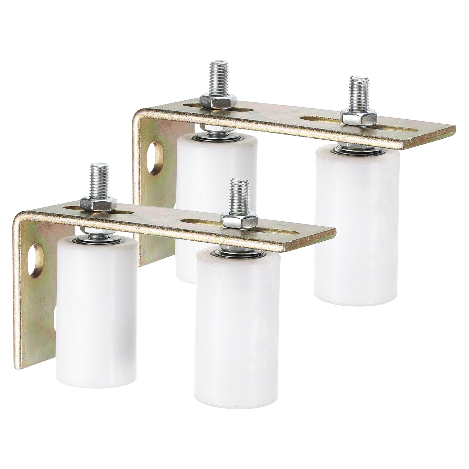 4 Pcs Slide Gate Guide Roller, 3" Nylon Gate Support Rollers with Bracket, White