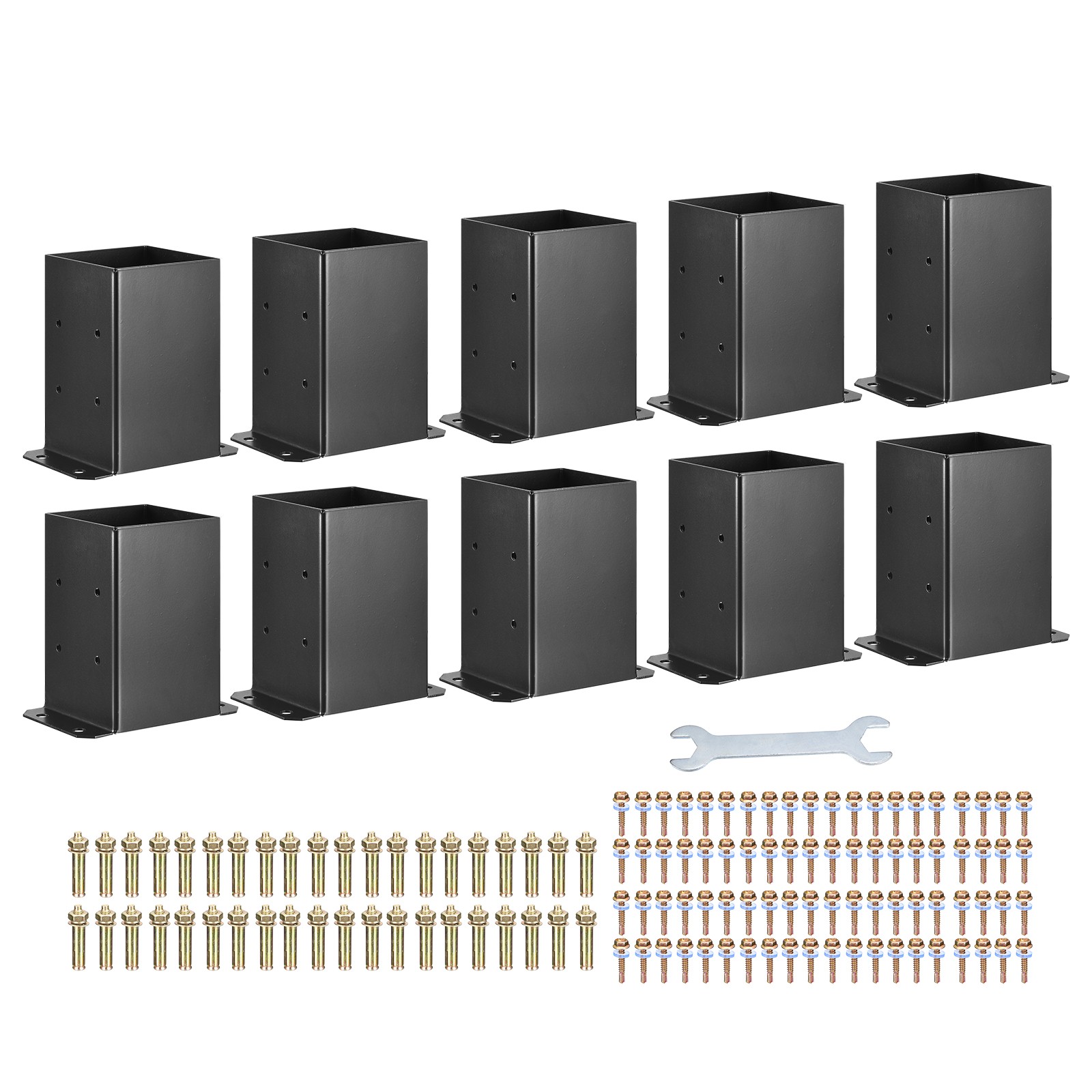 4x4" Post Base 10pcs Black Powder Coated Post Brackets for Deck Railing