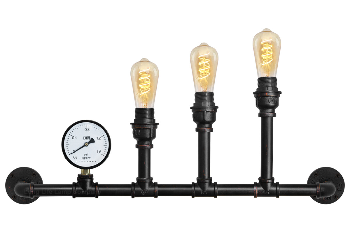 Vintage Gauge Style Industrial Steampunk Rustic Water pipe Wall Light M0166