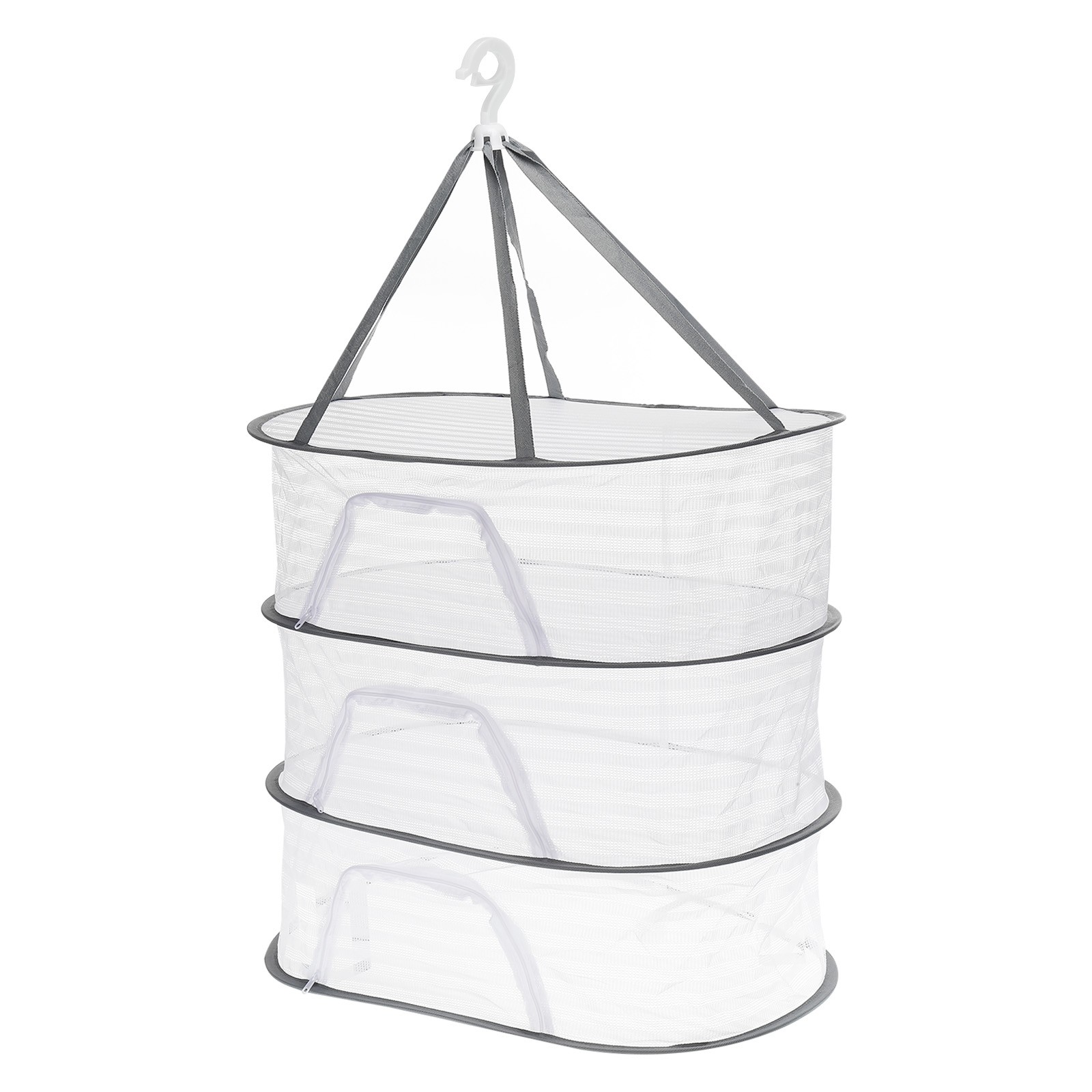 Folded Mesh Clothes Hanging Dryer, 3-Tier Sweater Drying Rack, White