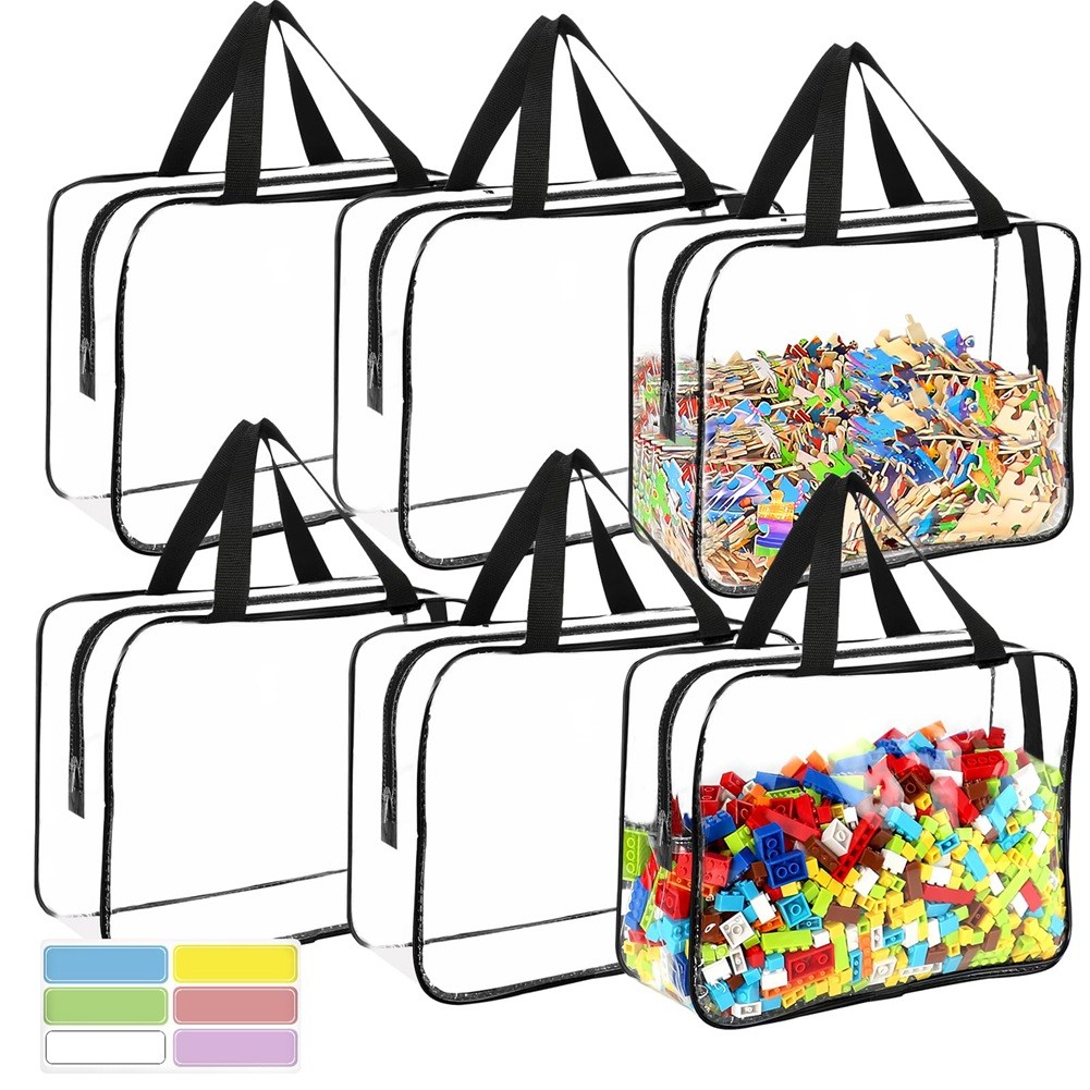 Toy Storage Bags with Labels, Reusable Clear PVC Board Game Storage,1483