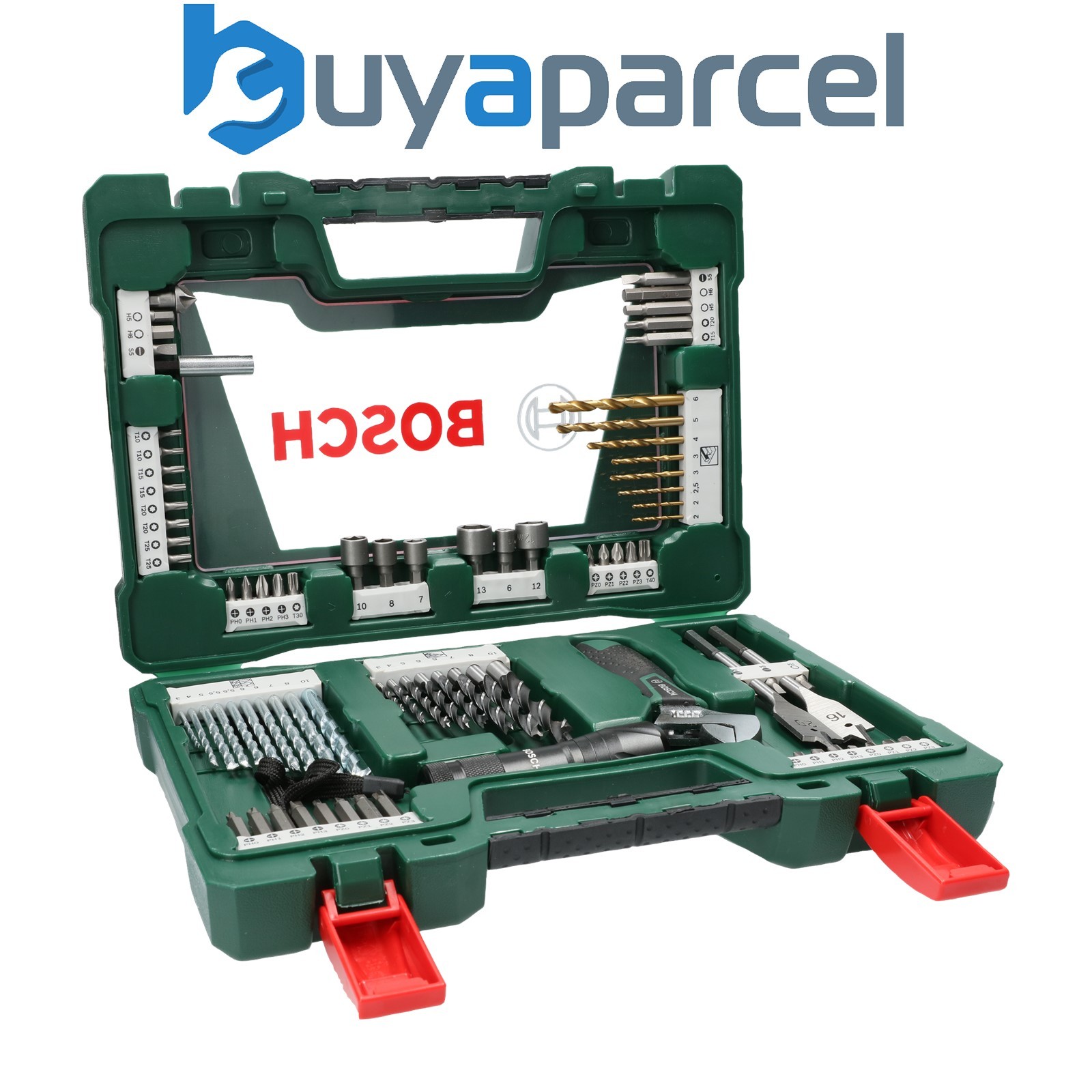 Bosch 2607017193 83-Piece V-Line Tin Drill Bit Set Led Torch Adjustable Spanner