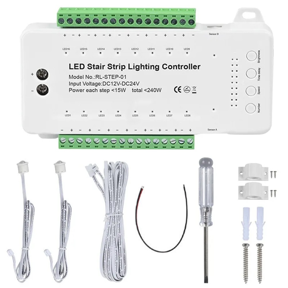 16 Channels Led Stair Light Staircase Controller 2 PIR for Indoor Flexible7656