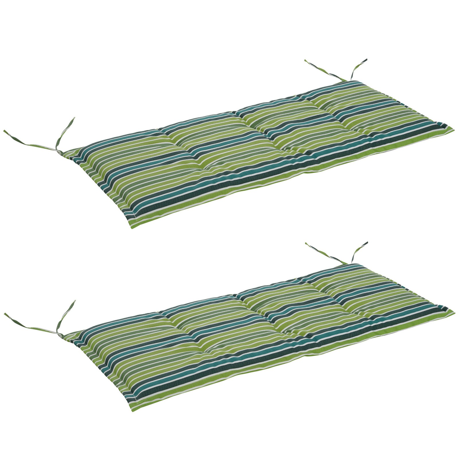 Outsunny 2 Pieces Replacement Cushions for Garden Bench, with Strips, Green