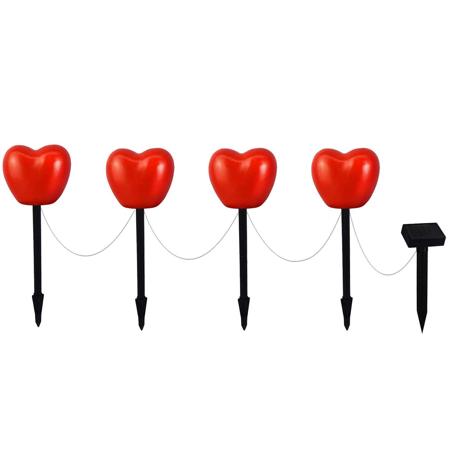 Set of 6 Solar Heart Stake Lights for Valentines Day Decor, Outdoor Heart7731