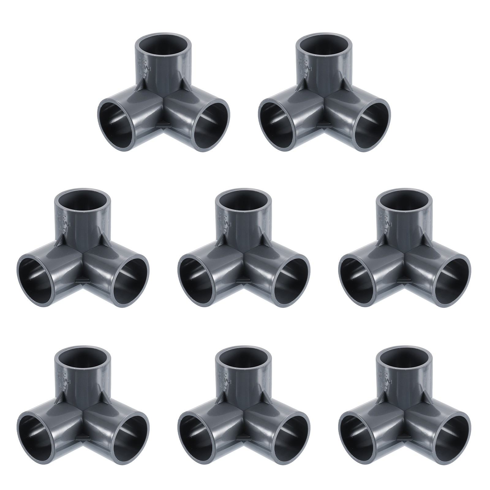 1" PVC Fittings, 8 Pcs 3 Way Elbow Connector Elbow PVC Corner Fitting, Grey