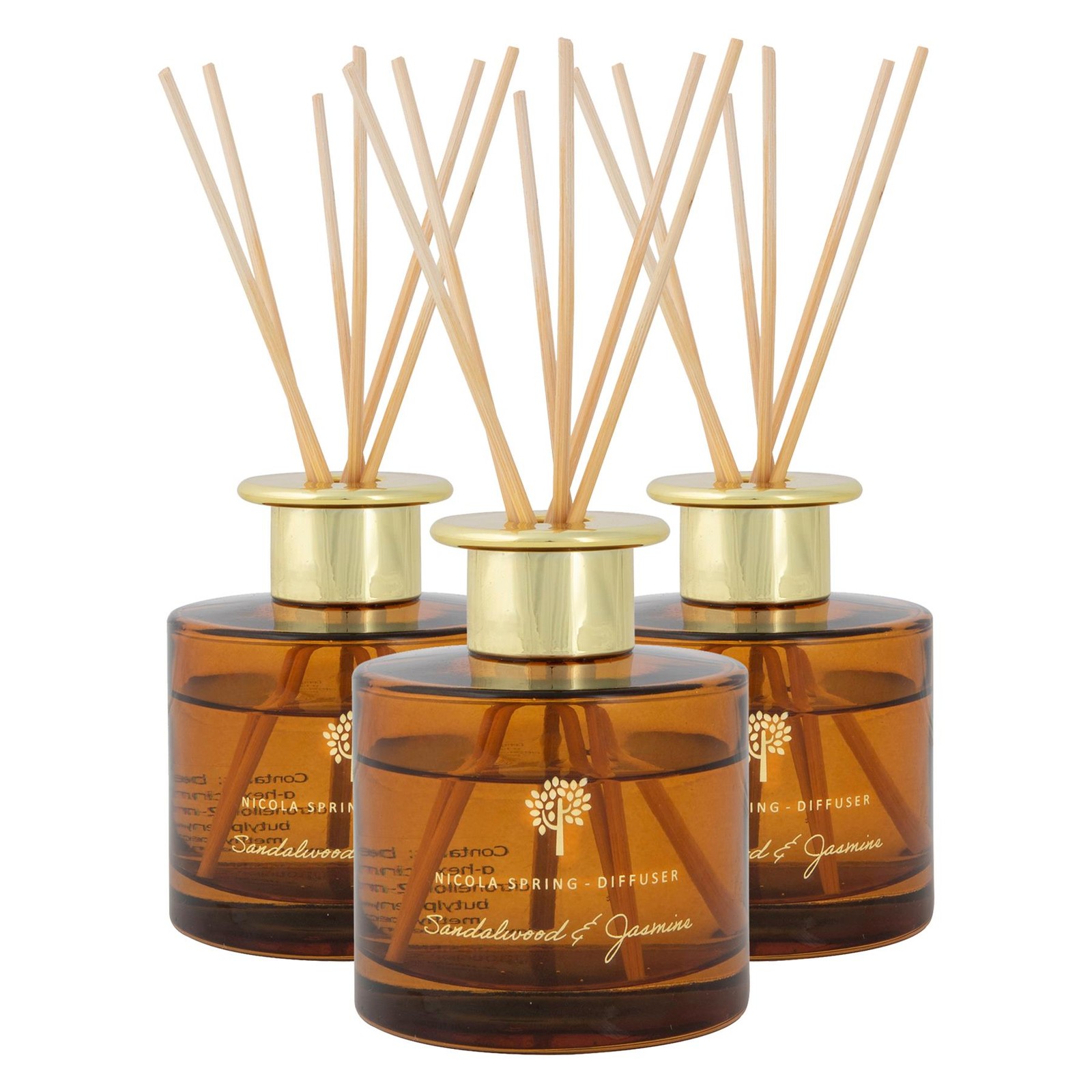 3x Reed Diffusers Luxury Home Bathroom Fragrance 200ml Sandalwood & Jasmine