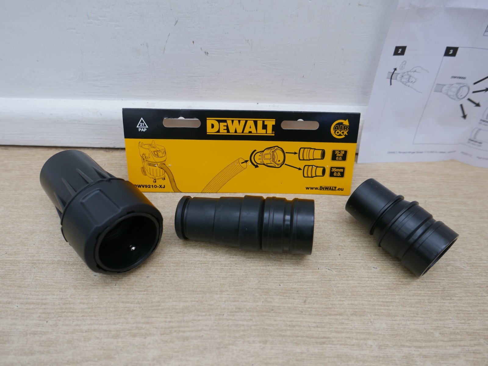 DeWALT DWV9210 3pce DUST COLLECTION ADAPTOR SET FOR DWV902M DUST EXTRACTOR