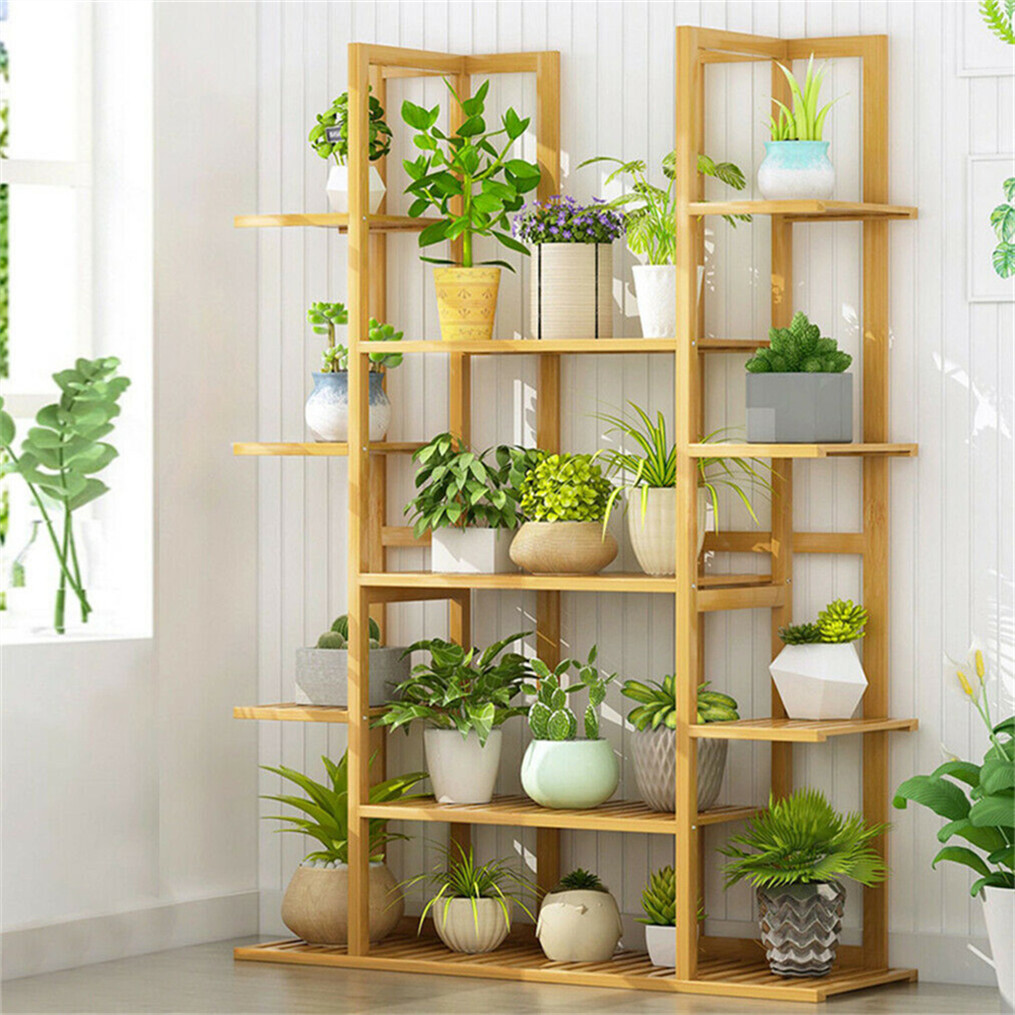 Large Capacity Plant Stand Flower Pot Display Shelf Storage Rack Antiseptic Wood