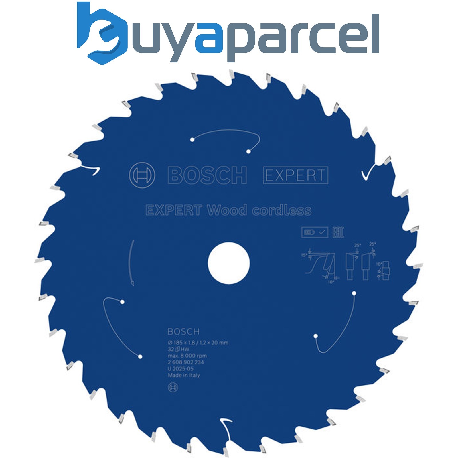 Bosch Wood cordless Circular Saw Blade 185 x 1.8/1.2 x 20 mm T32 2608902234