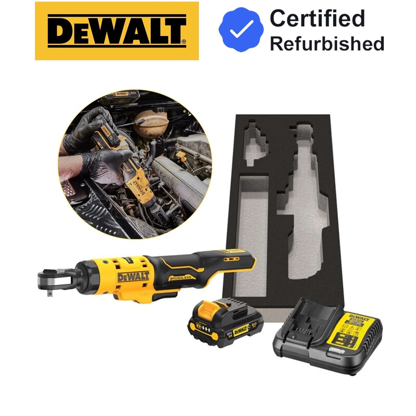Dewalt DCF503L1G 12v XR 3/8" Open Head Ratchet Automotive -1x 3.0Ah Battery GFN