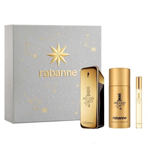PACO RABANNE 1 MILLION 100ML EDT + 10ML EDT SPRAY + 150ML DEO SPRAY GIFTSET 2025