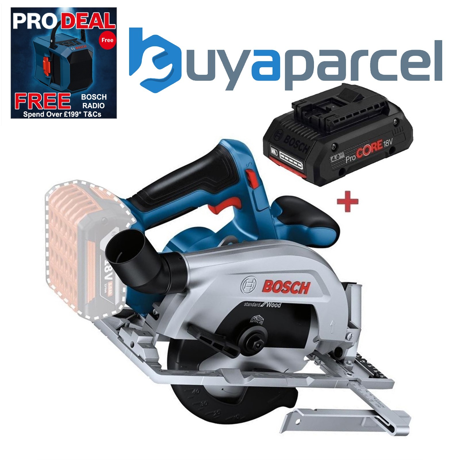 Bosch GKS 18V-57-2 18v 165mm Brushless Circular Saw GKS18V572 Body + 4ah Procore