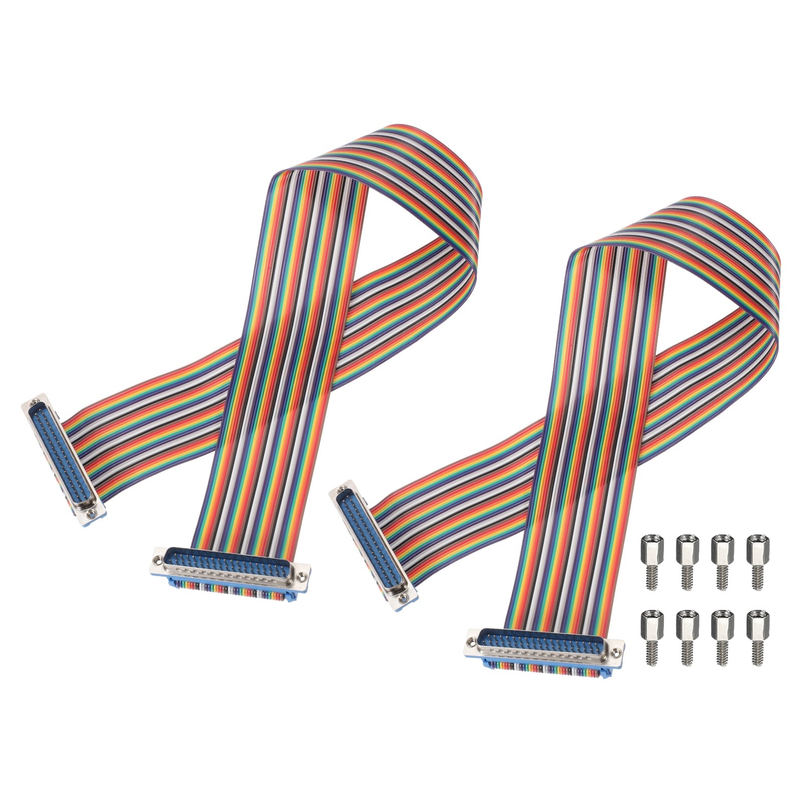 2 Pcs IDC Rainbow Wire DB37 Male to DB37 Male 19.7 Inch Length